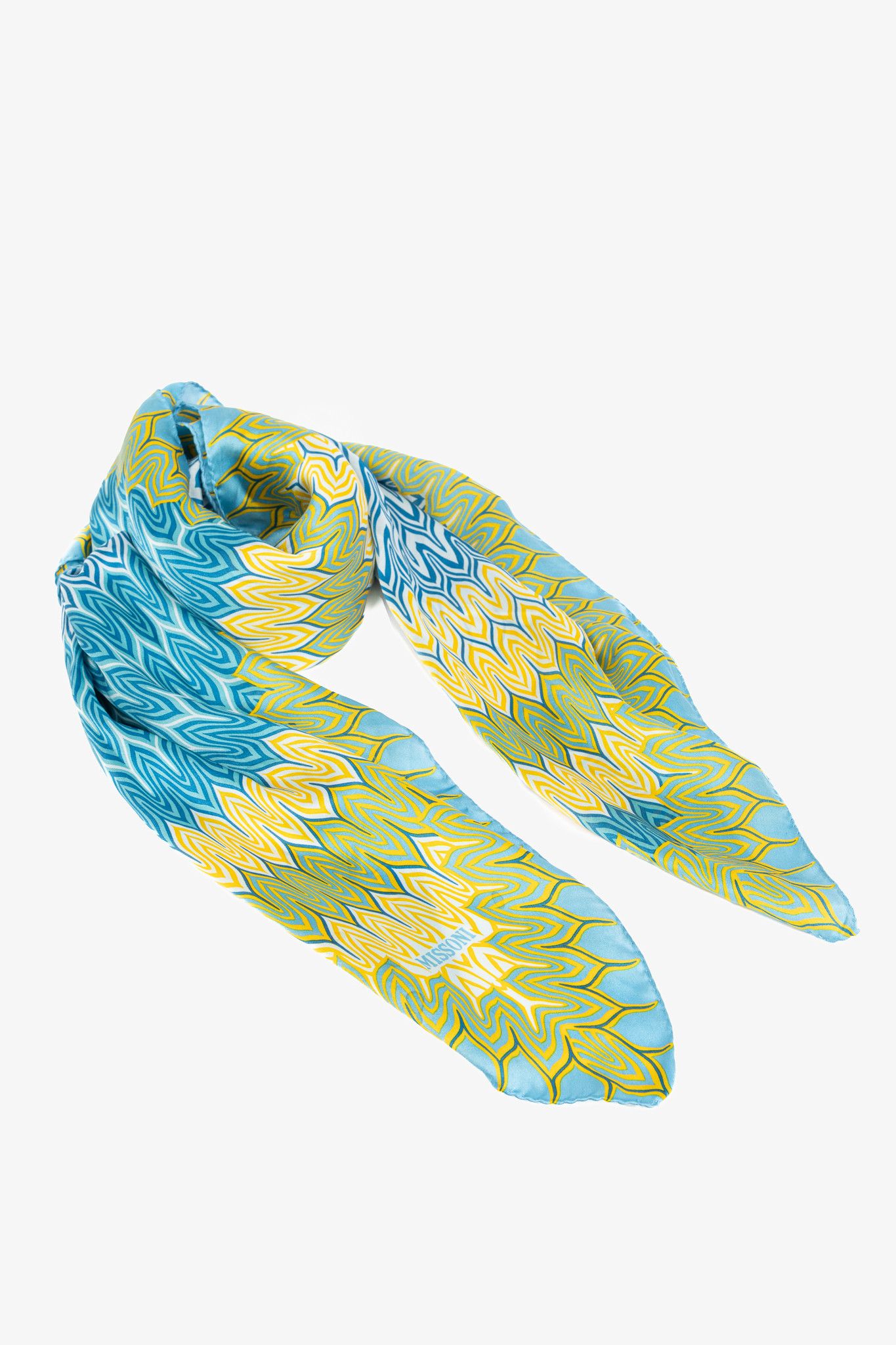 Missoni Missoni Blue & Yellow Geometric Silk Square Scarf Size ONE SIZE - 1 Thumbnail
