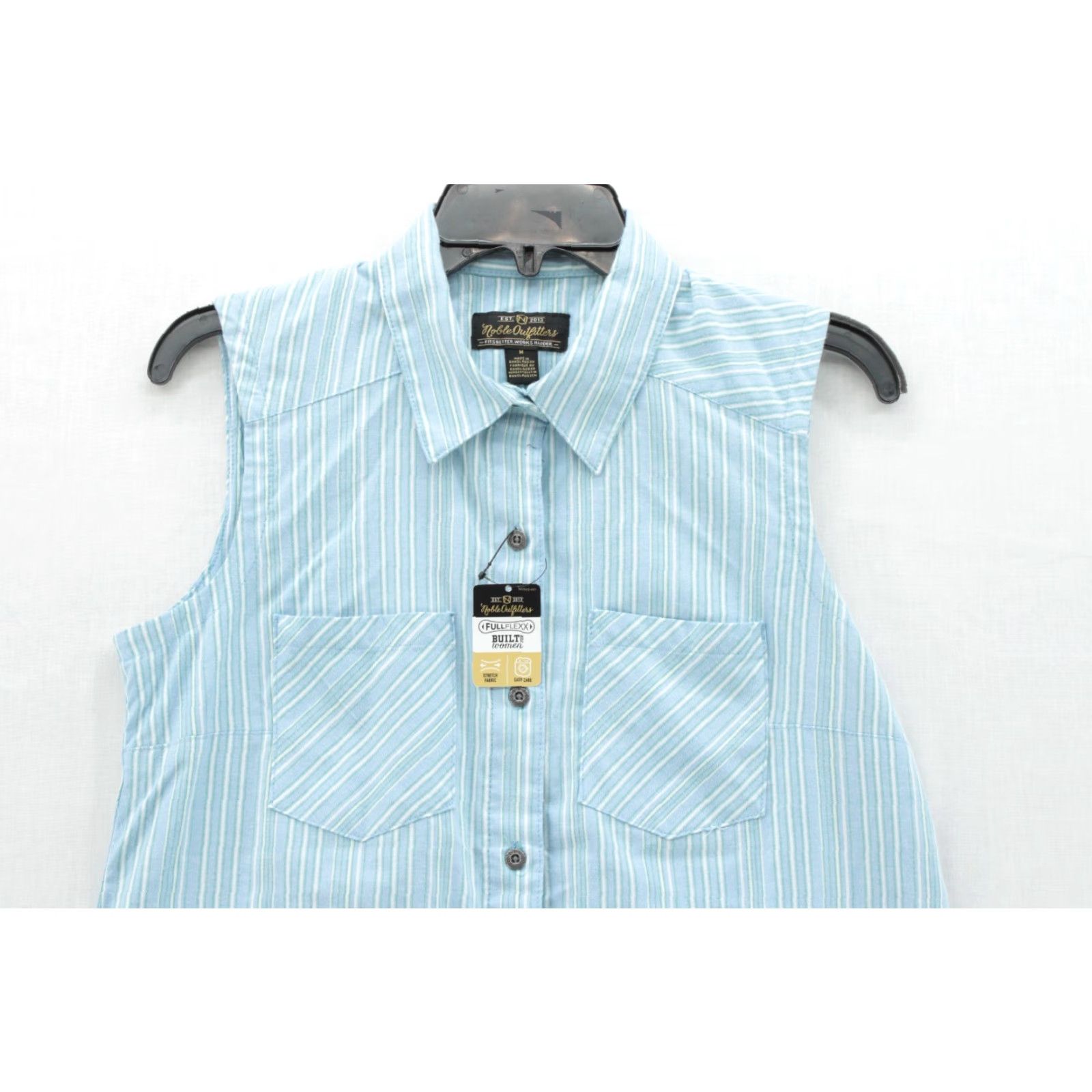 Vintage NWT Noble Outfitters Shirt Womens M Blue Striped Button-Up Sleeveless Size M / US 6-8 / IT 42-44 - 2 Thumbnail