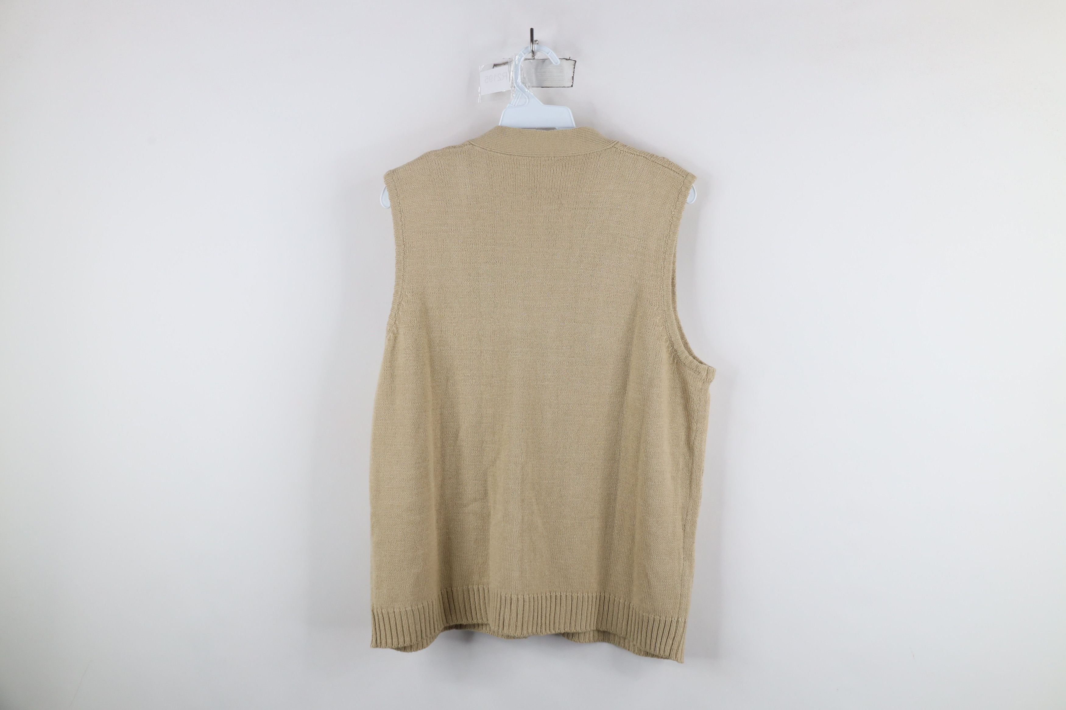 Vintage Vintage 90s Streetwear Knit Cardigan Sweater Vest Beige Size L / US 10 / IT 46 - 6 Thumbnail