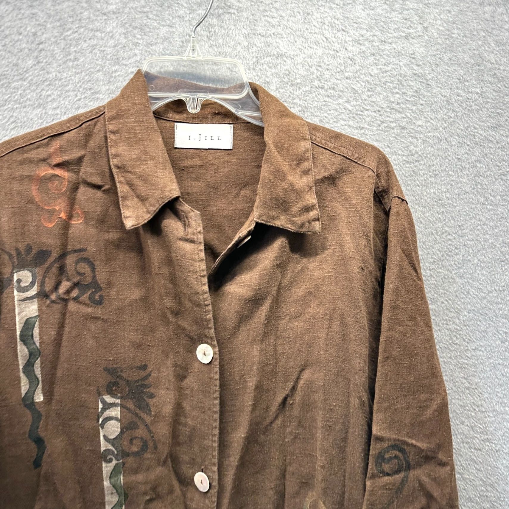 J. Jill J Jill Linen Jacket Womens Medium Brown Cardigan Coat Size M / US 6-8 / IT 42-44 - 2 Thumbnail