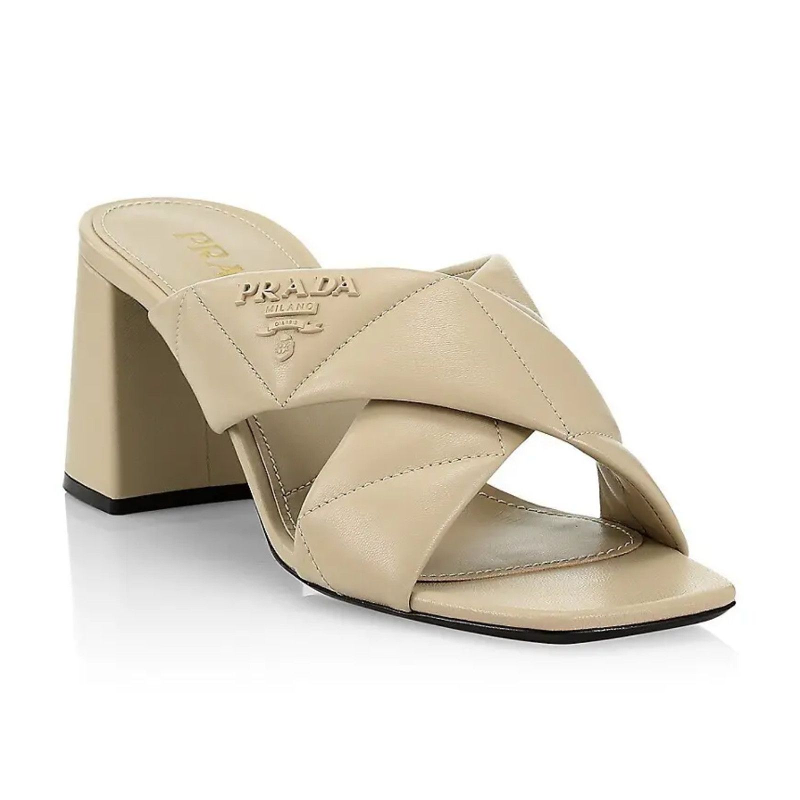Prada Prada Deserto 65mm Quilted Criss Cross Logo Slide Sandal Size US 10.5 / IT 40.5 - 3 Thumbnail