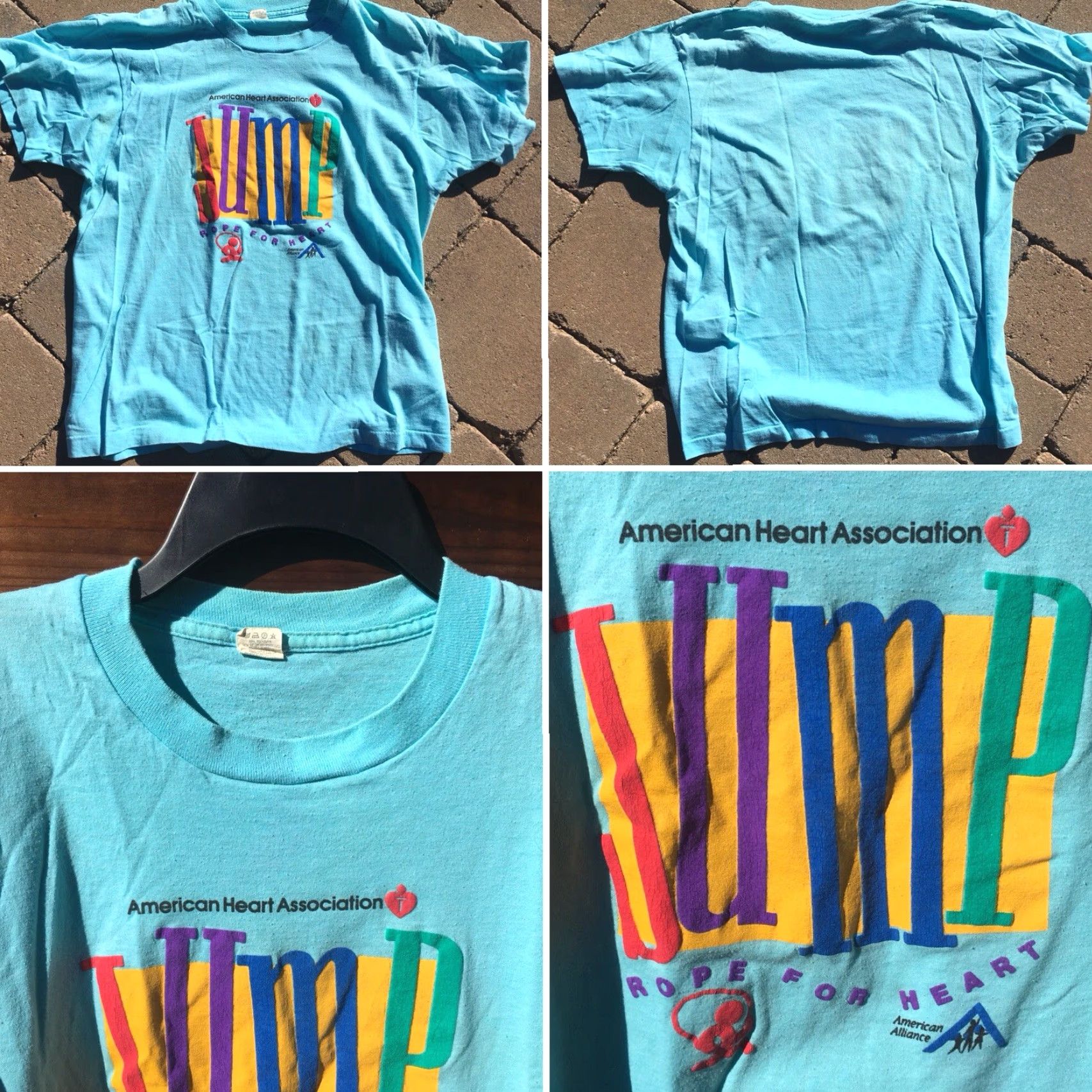 Vintage VINTAGE Screen Stars Shirt Men L Blue Jump Rope For Heart 80s Graphic Tee 1980s American Heart Association Size US L / EU 52-54 / 3 - 7 Thumbnail