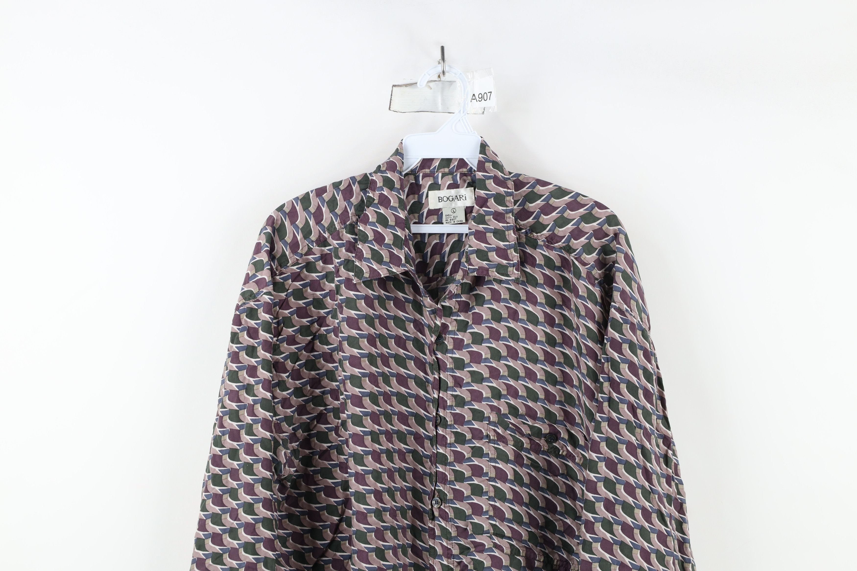 Vintage Vintage 90s Streetwear Silk Geometric Collared Button Shirt Size US L / EU 52-54 / 3 - 2 Thumbnail