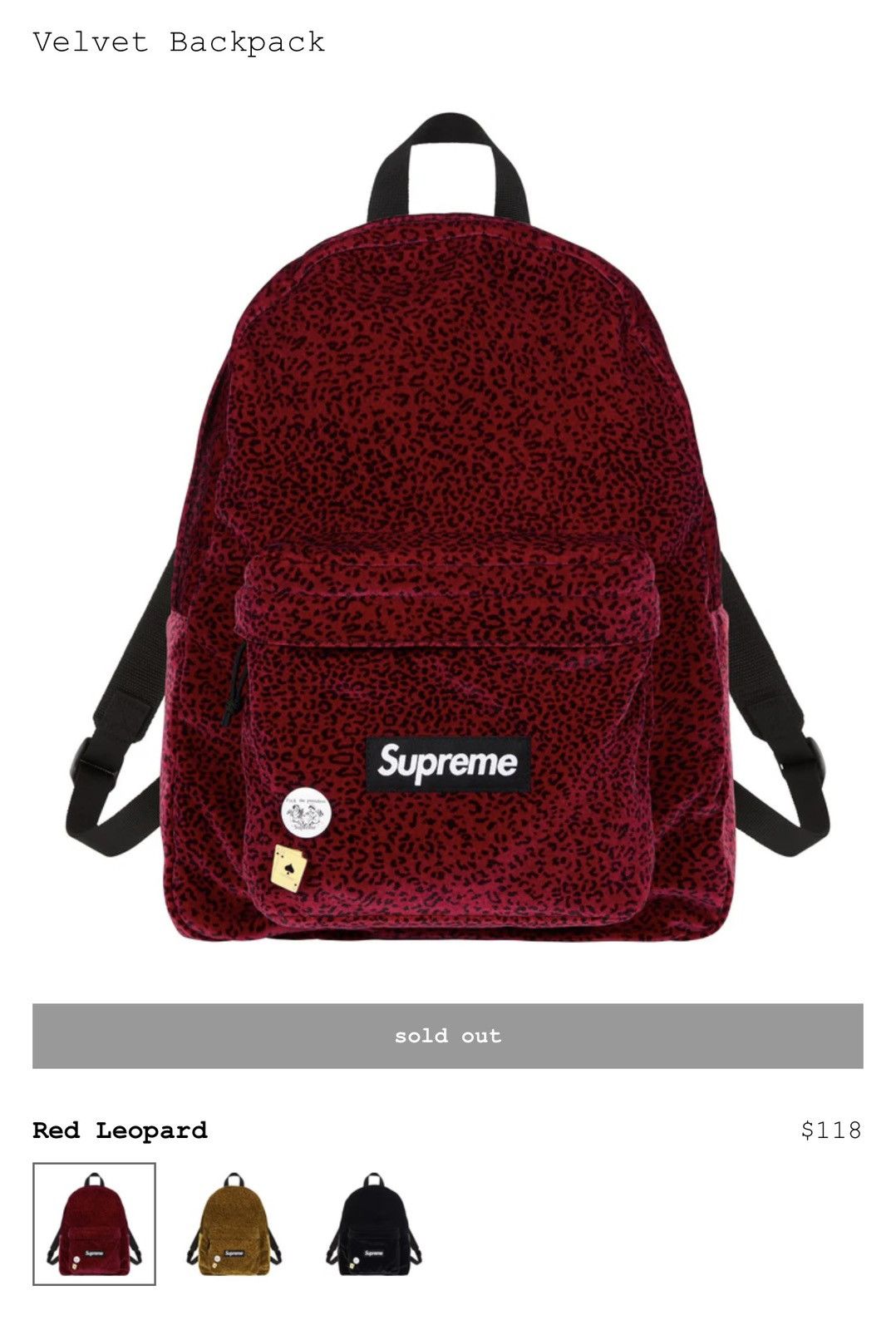 Supreme Velvet Backpack \