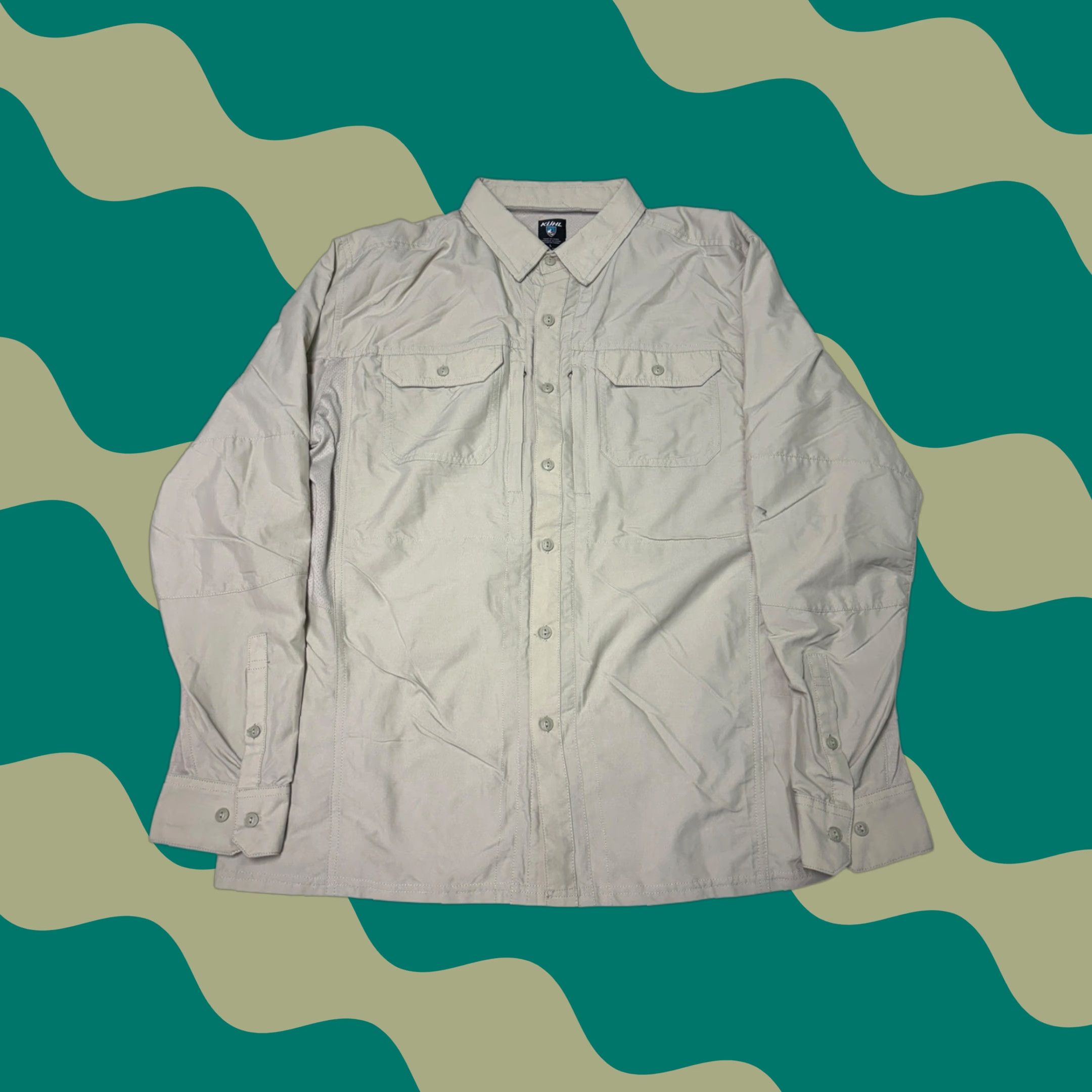 Vintage Kuhl Mens Button Up Shirt Long Sleeve Lightweight Breathable Button-Up Beige Size L Size US L / EU 52-54 / 3 - 1 Thumbnail