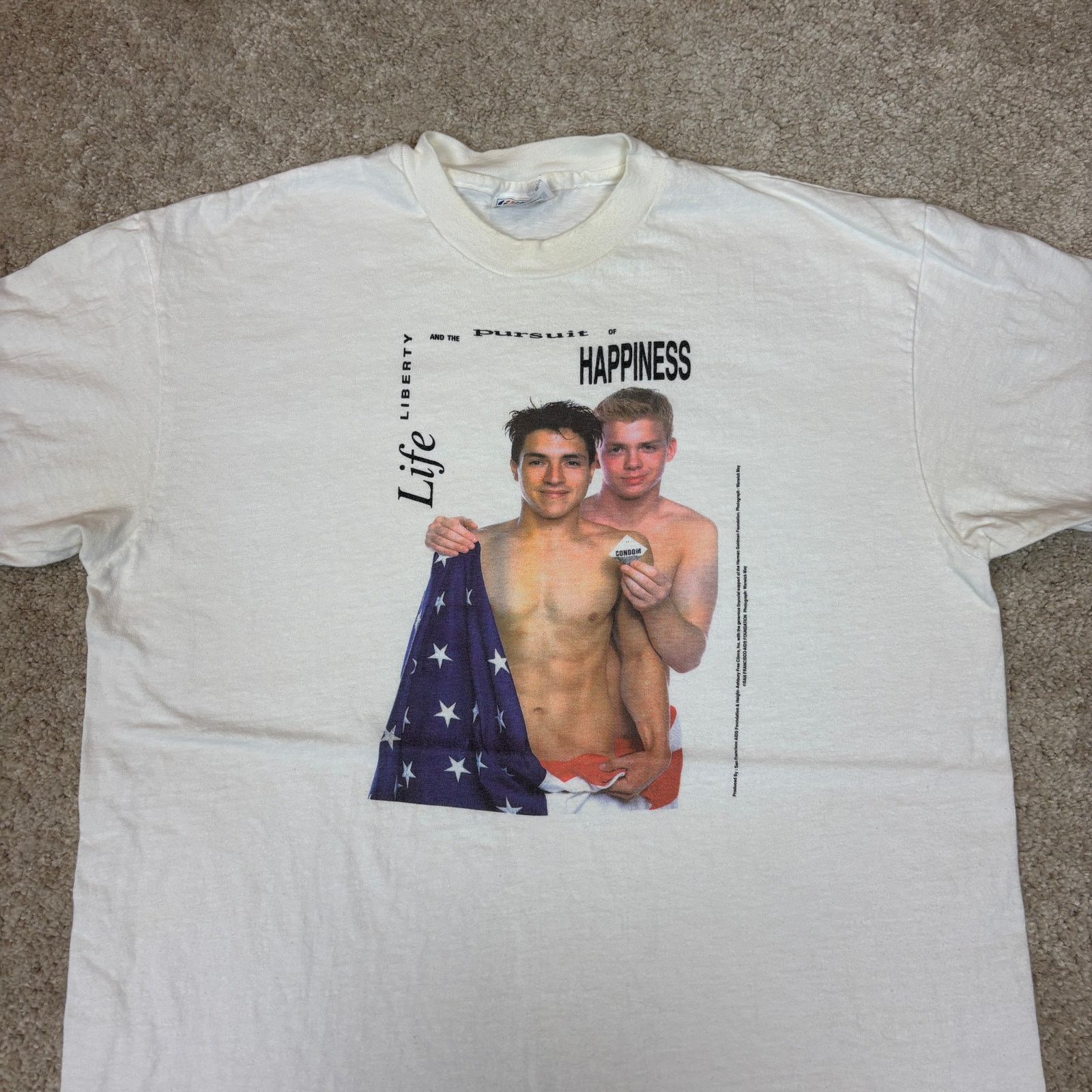 Hanes × Vintage VTG 90s Life Liberty Pursuit of Happiness AIDS Shirt Men's L Size US L / EU 52-54 / 3 - 3 Thumbnail