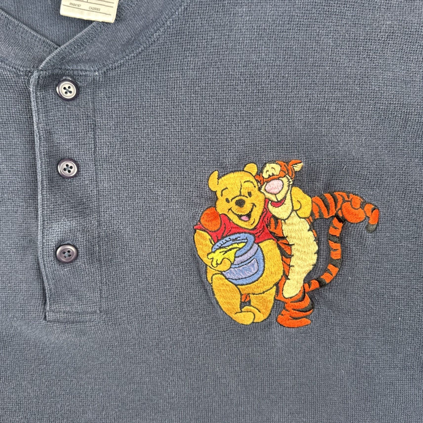 Disney VINTAGE Disney The Disney Store Men’s XL Blue Henley Shirt Embroidered Pooh & Tigger Size US XL / EU 56 / 4 - 6 Thumbnail