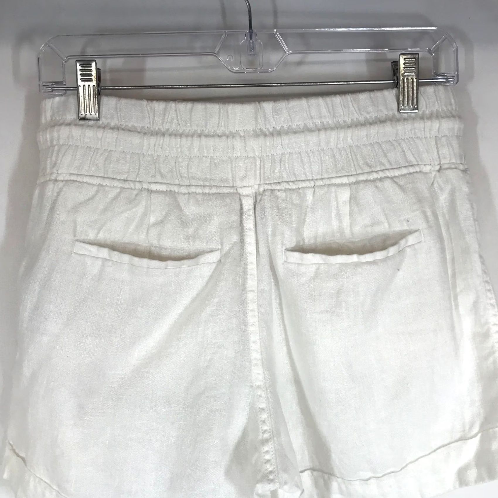Athleta Athleta Cabo Linen 4" Short White Smocked Drawstring Waist Womens Size 2 Tall Size 26" / US 2 / IT 38 - 5 Thumbnail