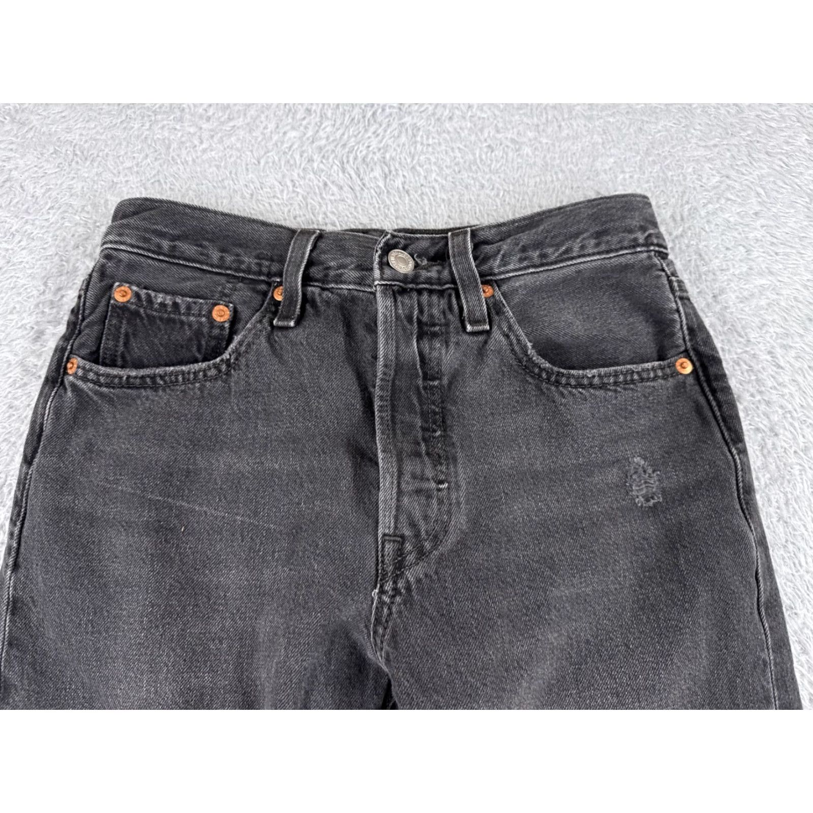 Levi's Levi's Jeans Womens 501 XX Black Denim Distressed Slim 25x27 Jeans Womens 25 Black Denim Distressed 501 XX Levi's - Vintage: No Size 42" / US 20 - 4 Thumbnail