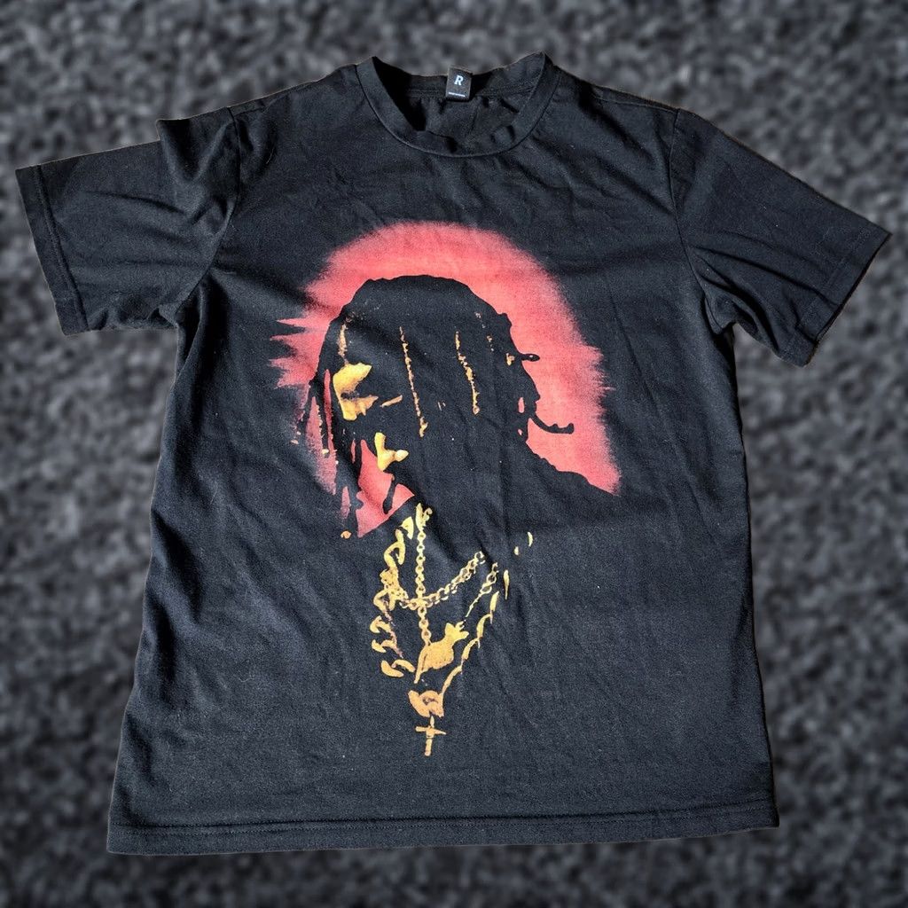 Vintage ROMWE Mens XS Travis Scott Lil Durk ? Style Street Life Rap T Shirt Short Sleeve Crew Neck Black Cotton Blend Graphic Print Music 2000s Mens Size US XS / EU 42 / 0 - 1 Thumbnail