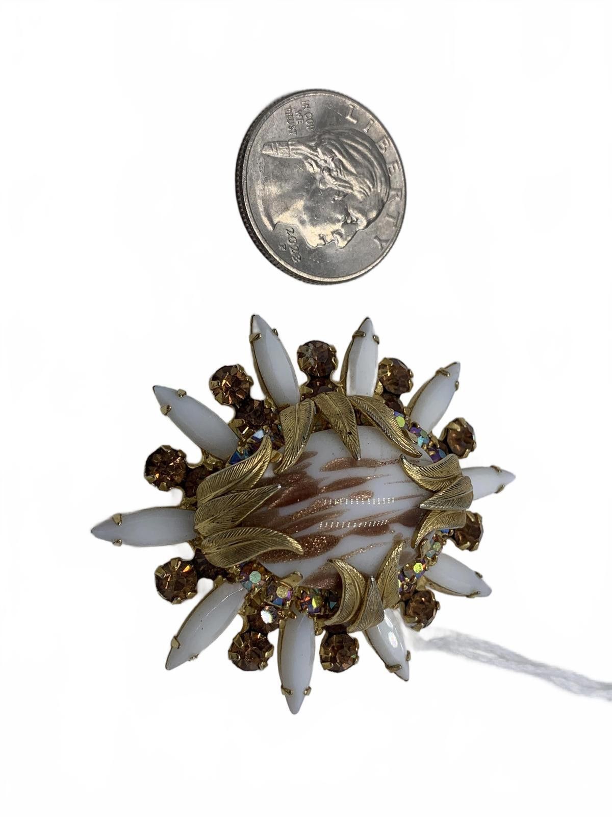 Alexander Julian Juliana Copper Rhinestone Faux Opal Copper Fluss Brooch Size ONE SIZE - 3 Thumbnail
