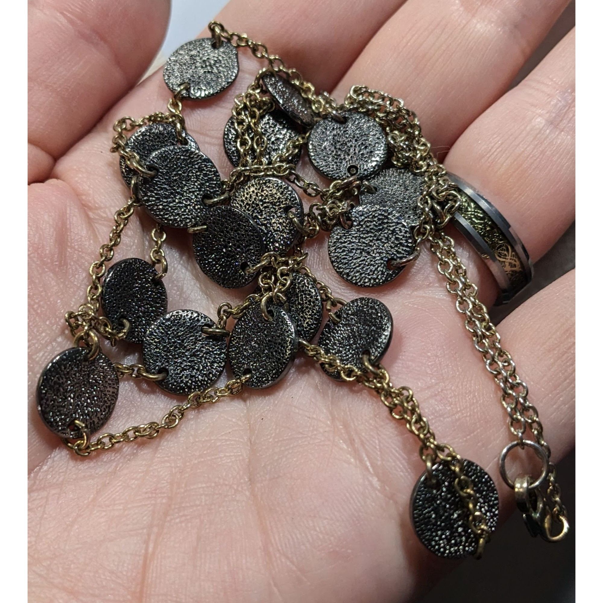 Other Brutalist Multi Metallic Textured Disc Station Necklace Size ONE SIZE - 3 Thumbnail