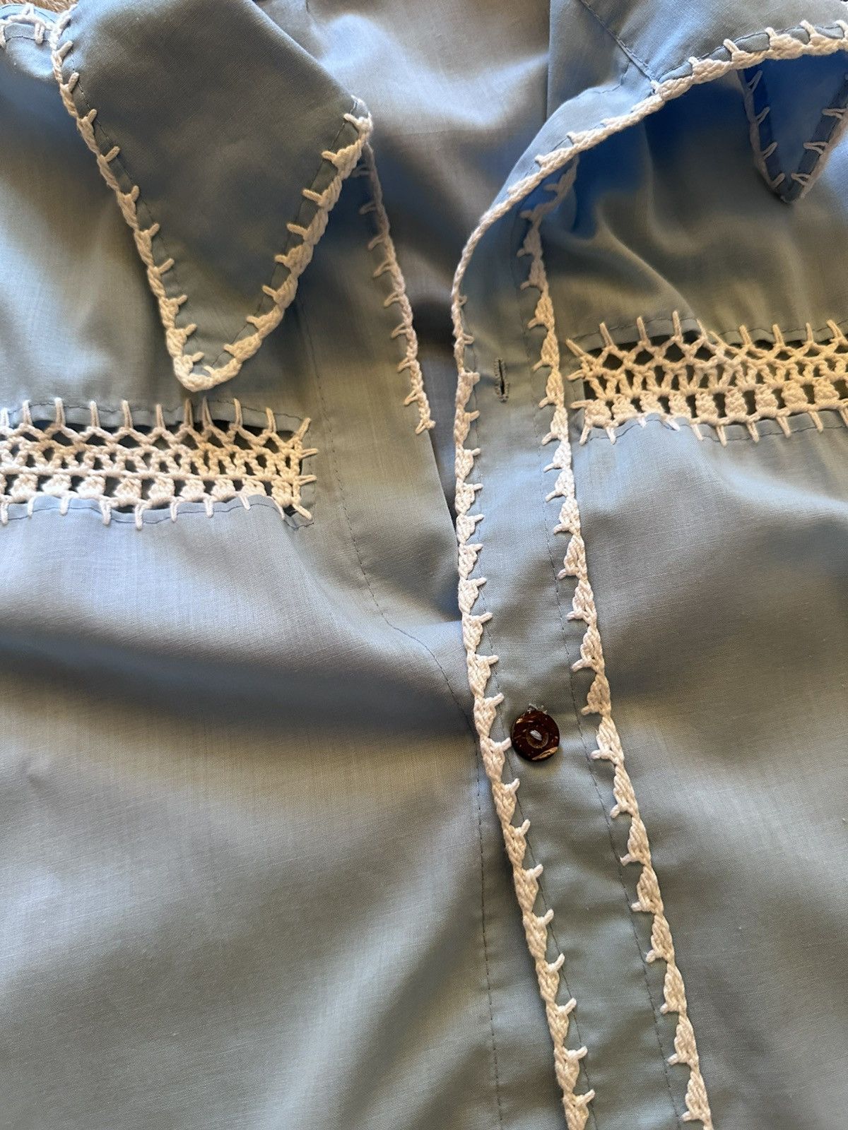 Other Sky-Blue Handcrafted Crochet Insert Shirt Size US M / EU 48-50 / 2 - 2 Thumbnail