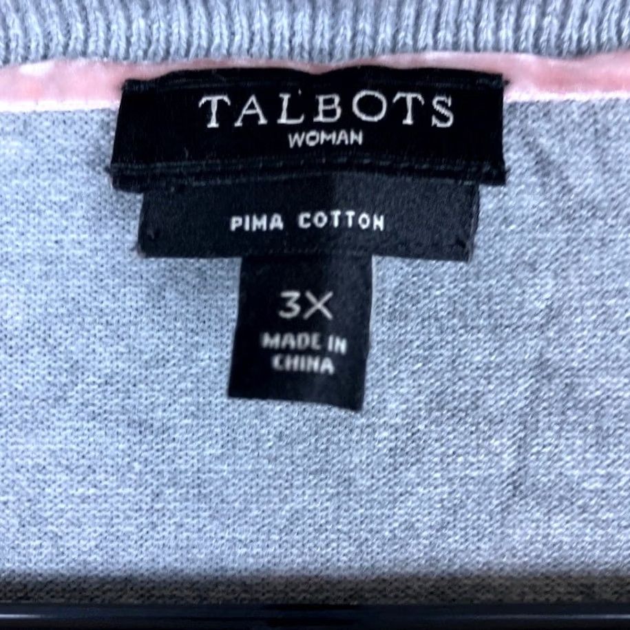 Talbots Talbots Womens Cardigan Gray Button Up Pima Cotton Blend 3X Sweater Knit Solid Casual Office Womens Size XXL / US 16-18 / IT 52-54 - 6 Thumbnail