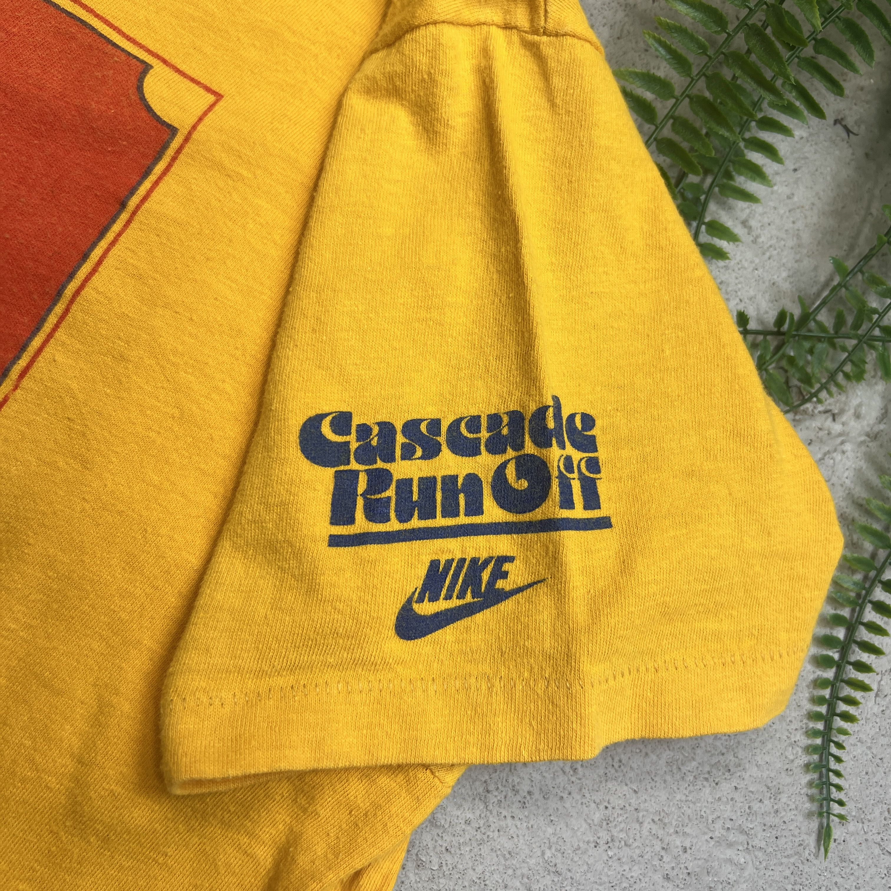 Nike × Vintage Vintage 1980s Nike Cascade Run-Off Geisha Yellow Tee Rare Size US XL / EU 56 / 4 - 5 Thumbnail