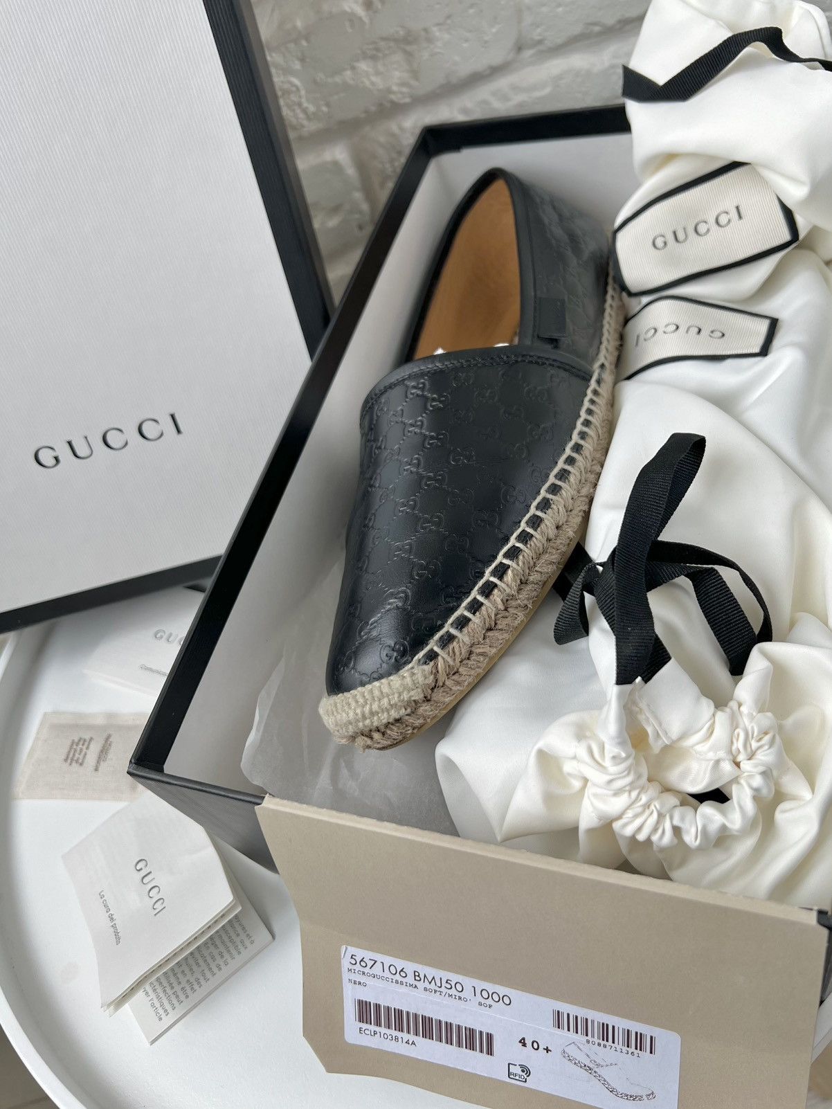 Gucci Gucci GG Monogram Black Leather Espadrilles Shoes Size US 8 / EU 41 - 14 Thumbnail