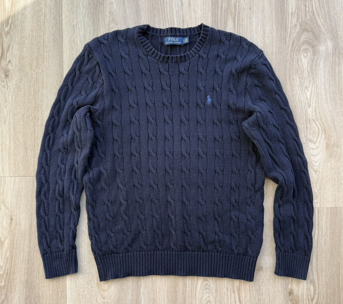 Polo Ralph Lauren Polo Ralph Lauren Navy Blue Cable Knit Sweater Size US L / EU 52-54 / 3 - 1 Thumbnail