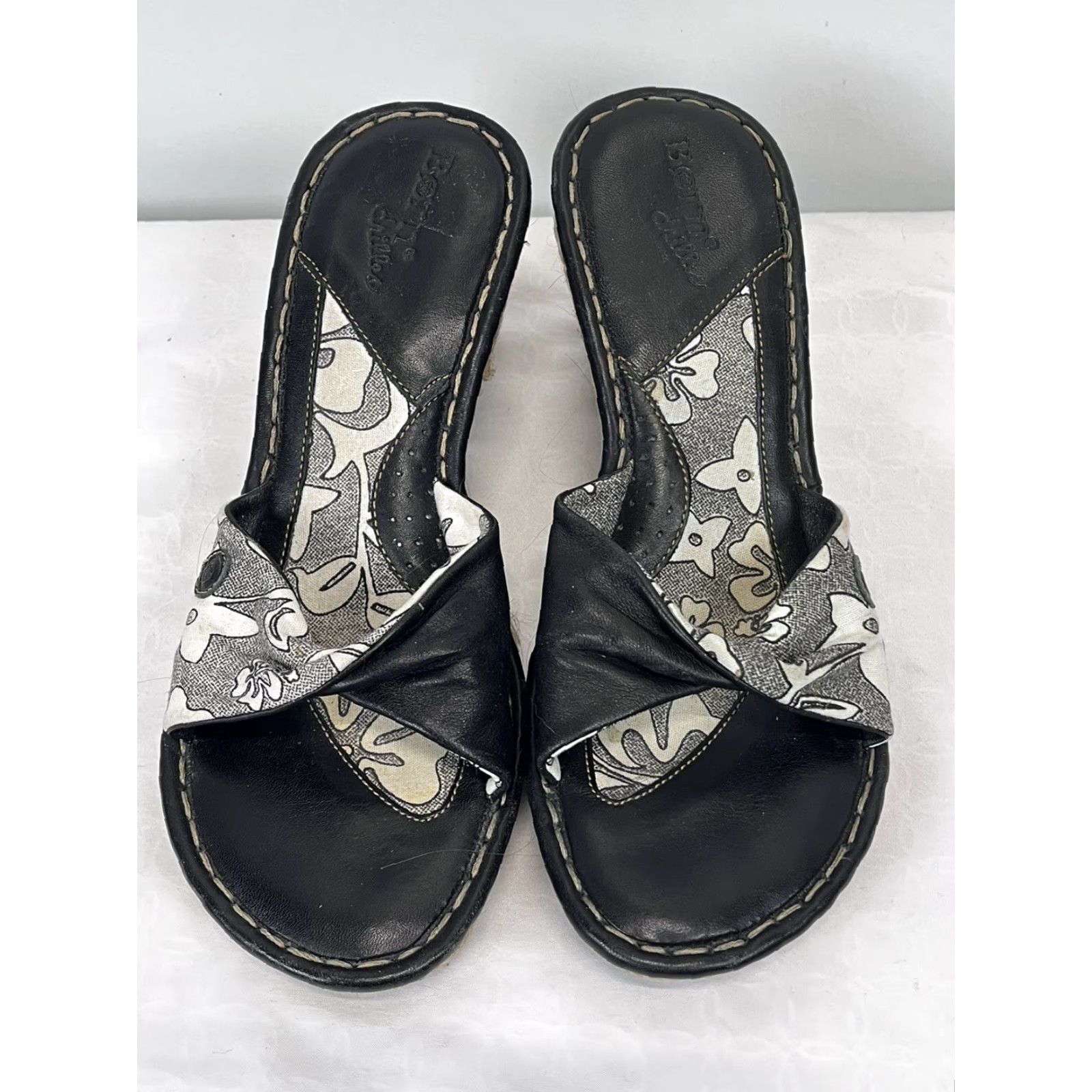 Born Womens Børn Espadrilles Wedge Sandals Black Size 8 EU 39 Slip-On Leather Twist Strap Size US 9 / IT 39 - 3 Thumbnail