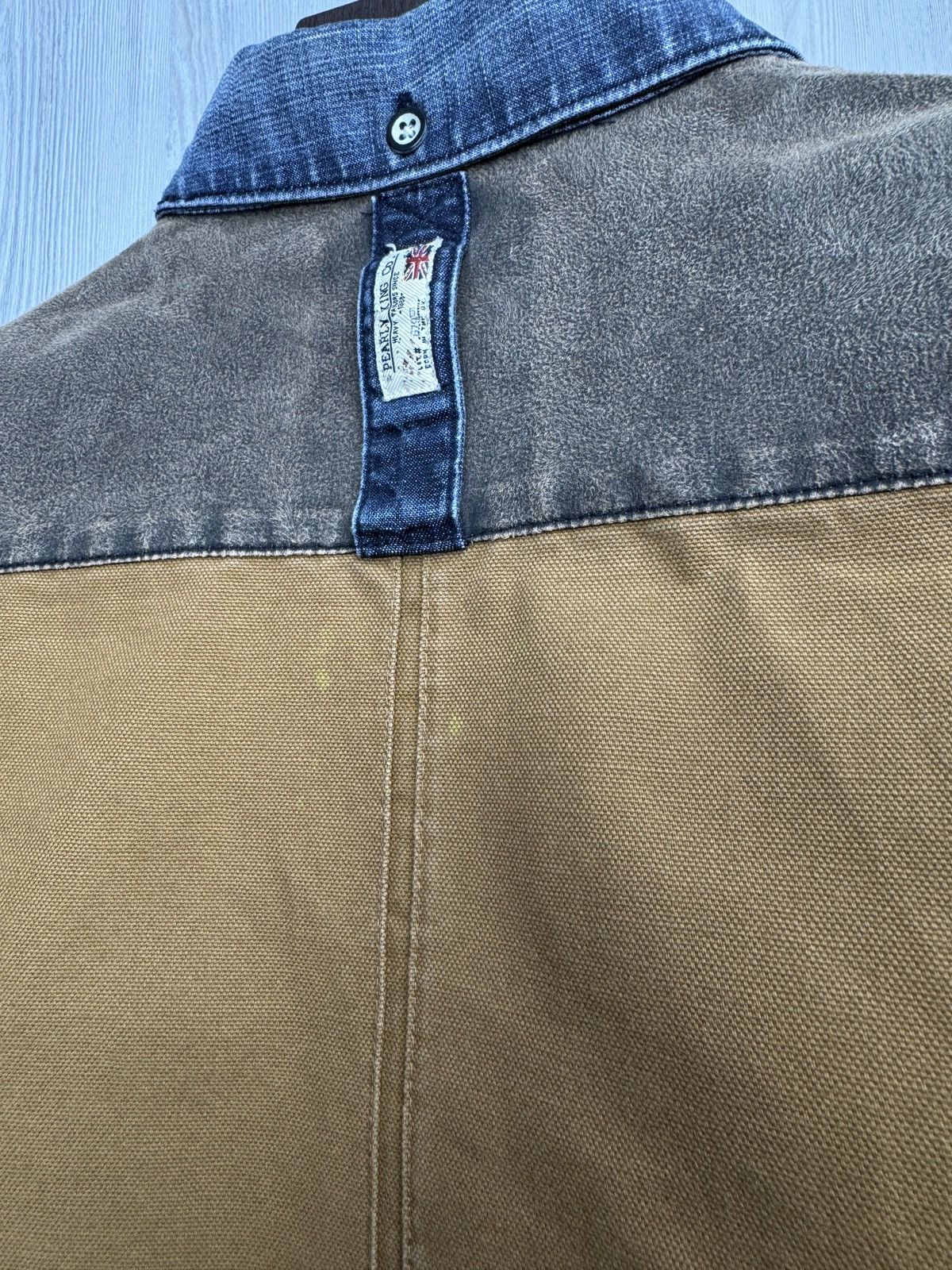 Designer × Japanese Brand Pearly King blue denim brown canvas leather shirt Size US M / EU 48-50 / 2 - 13 Thumbnail