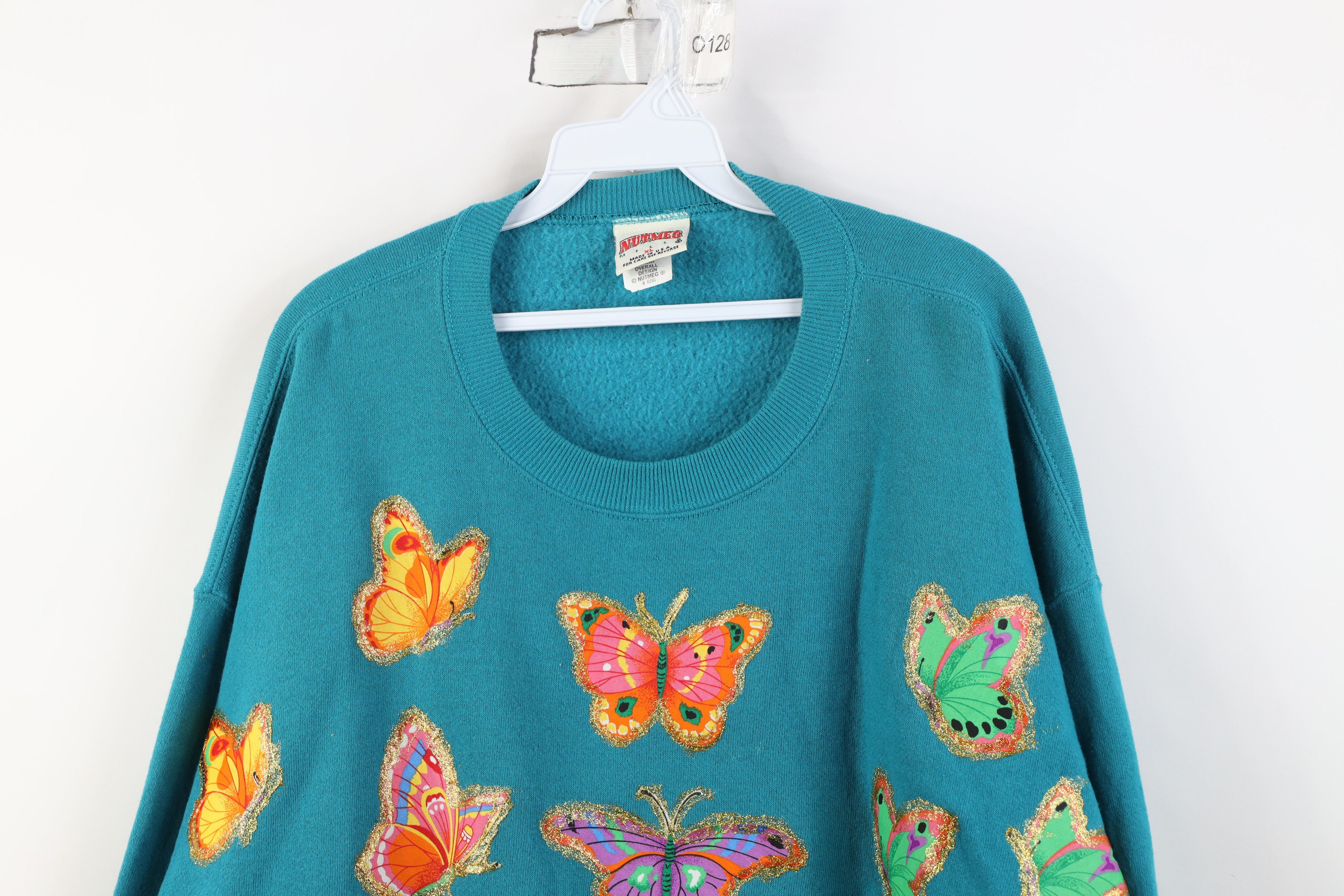 Vintage Vintage 90s Streetwear Butterfly Crewneck Sweatshirt USA Size XL / US 12-14 / IT 48-50 - 2 Thumbnail