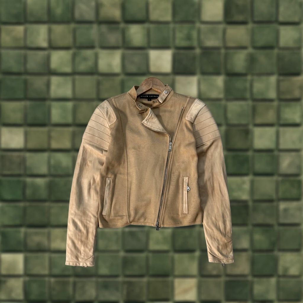 Ralph Lauren VINTAGE Ralph Lauren Leather Biker Jacket Womens Beige Size S Size S / US 4 / IT 40 - 1 Thumbnail