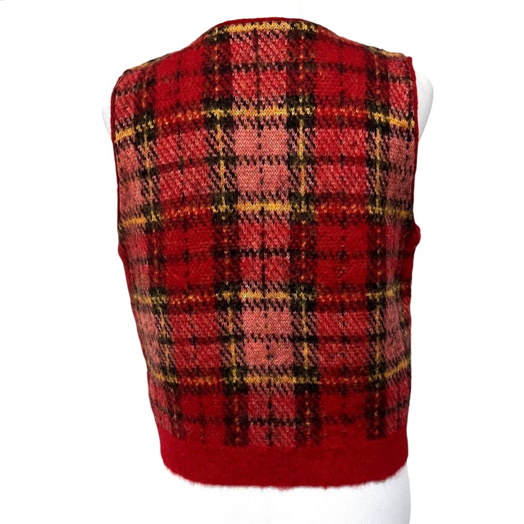 Vintage VINTAGE Liz Sport Sweater Vest Shirt Vest Womens S Red Plaid Mohair Blend Boxy 90s Academia Nerd University Size S / US 4 / IT 40 - 4 Thumbnail