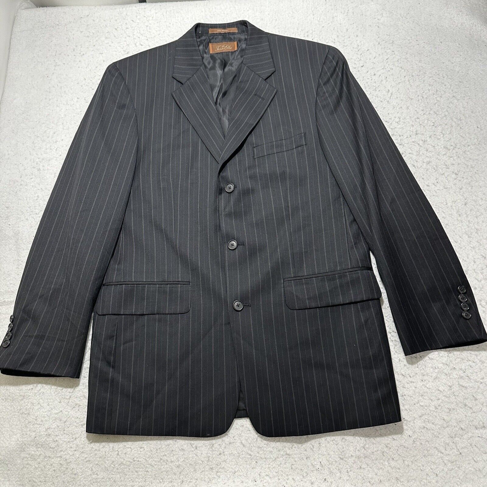 Tasso Elba Tasso Elba 38R Super 110's Wool Suit Jacket Gray Striped Size 38R - 1 Thumbnail