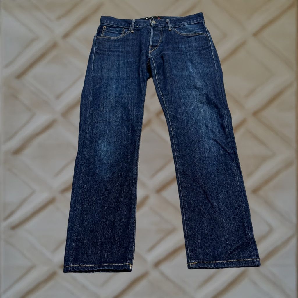 3x1 3x1 M5 Jeans Men 29 Slim Low Rise Straight Denim Blue Dark Wash Button Fly 5-Pocket Polyester Cotton Size US 29 - 1 Thumbnail