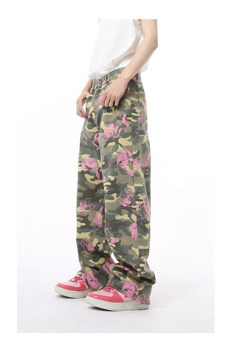 Japanese Brand × Jean Fashion pink rose camouflage heavy loose straight jeans Size US 32 / EU 48 - 7 Thumbnail