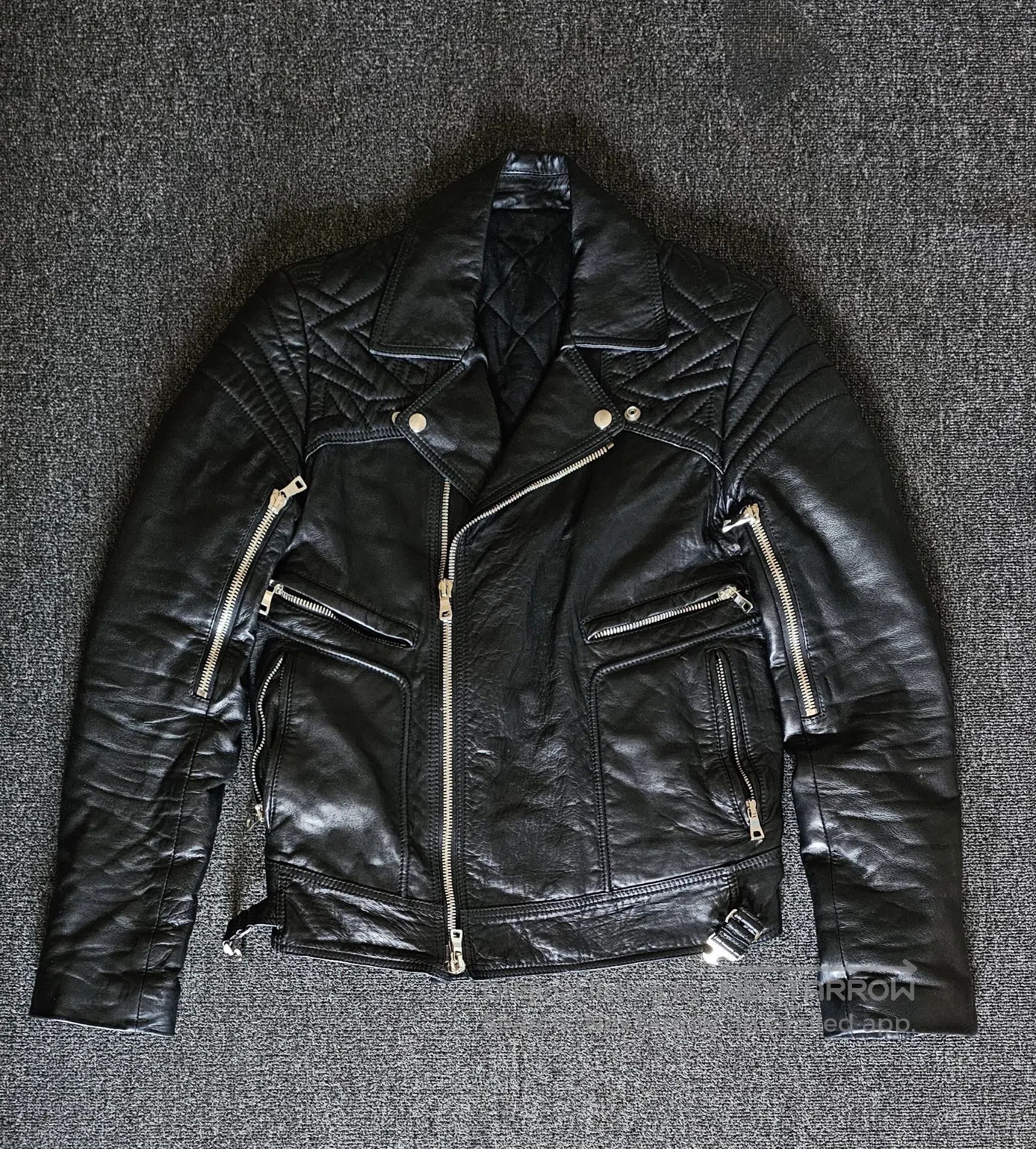 Balmain Balmain 2011 Runway Leather Raccoon Fur Cozy Wool Jacket