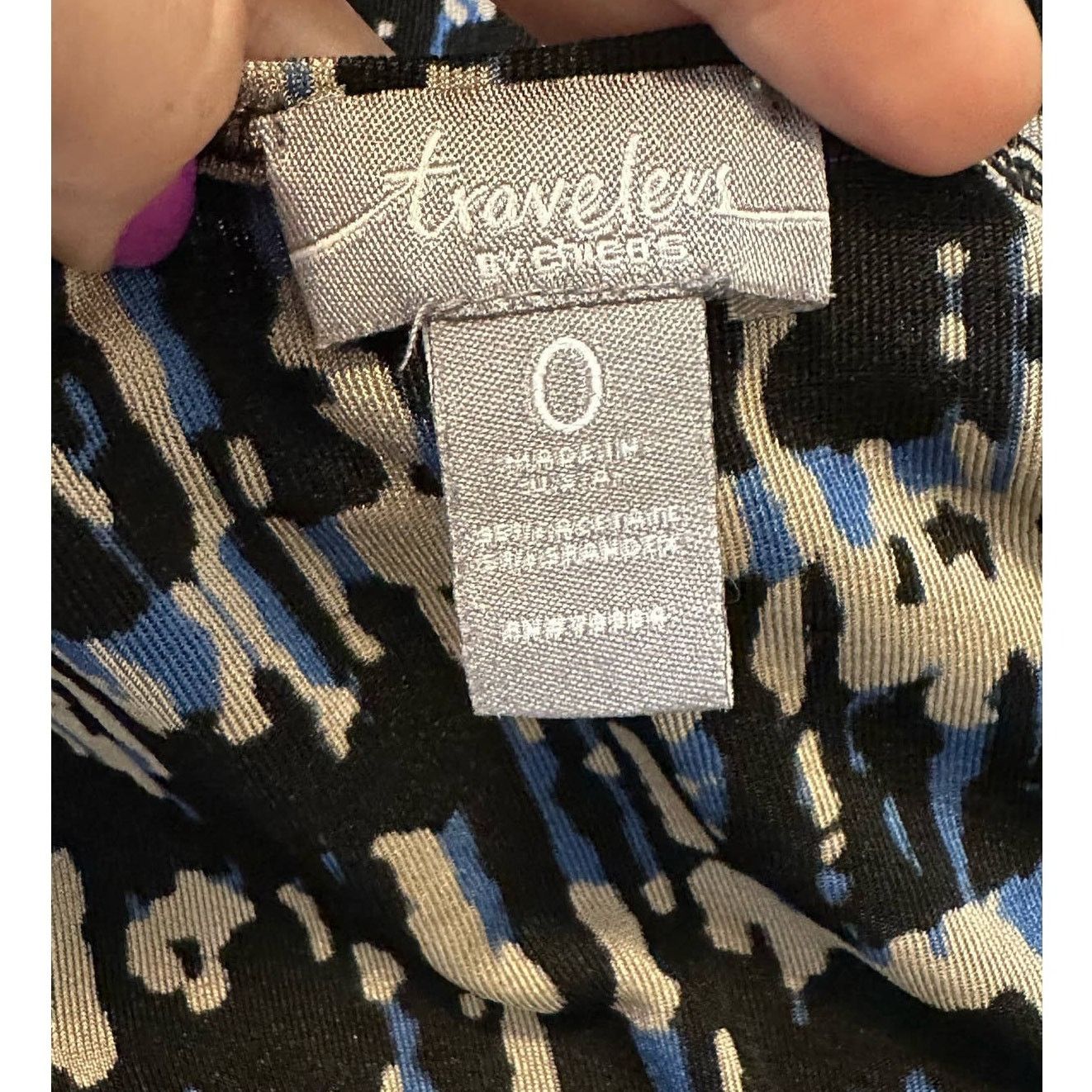 Chicos Chico's Travelers bblack blue tan top size 0 - small Size S / US 4 / IT 40 - 5 Thumbnail