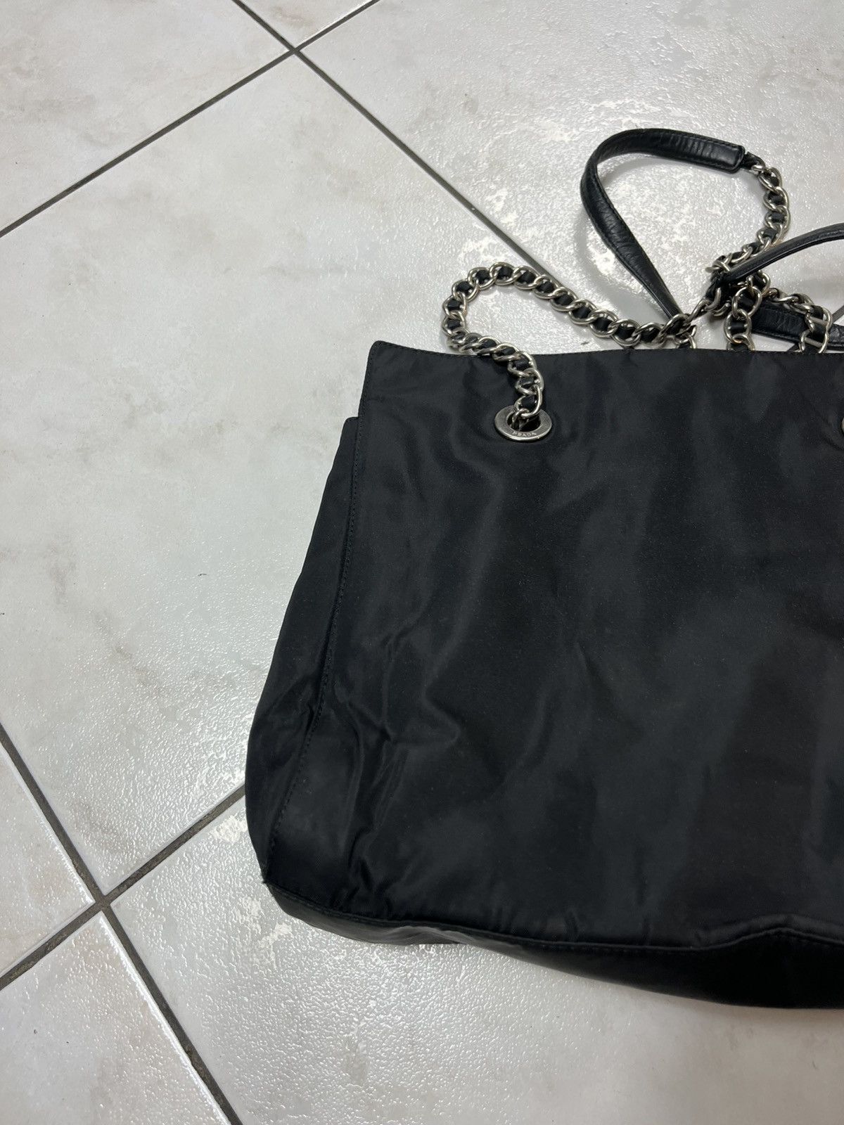 Vintage Prada nylon metal chain handbag tote bag milano