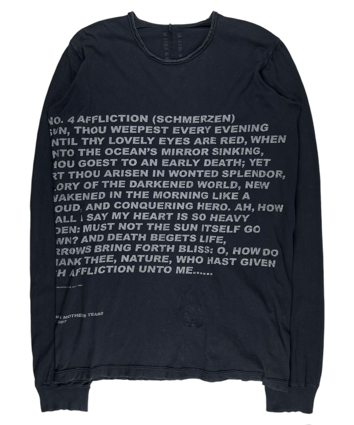 FW07 Rick Owens Exploder Wagner Quote Poem Longsleeve Tshirt