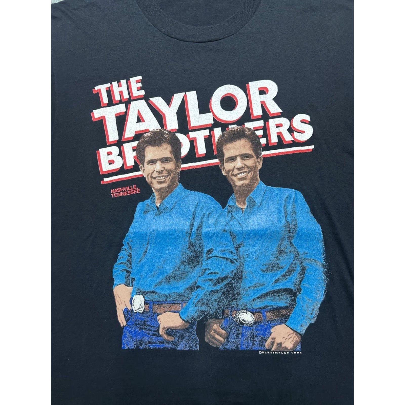 Vintage VINTAGE 90s Screen Stars T-Shirt Taylor Brothers Country Music XXL Black Mens Size US XXL / EU 58 / 5 - 2 Thumbnail