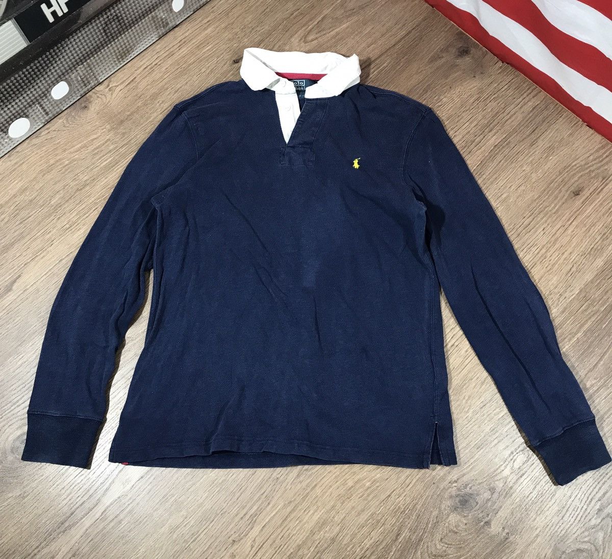 Vintage Vintage Polo Raph Lauren Rugby Long Sleeve Size US L / EU 52-54 / 3 - 1 Thumbnail