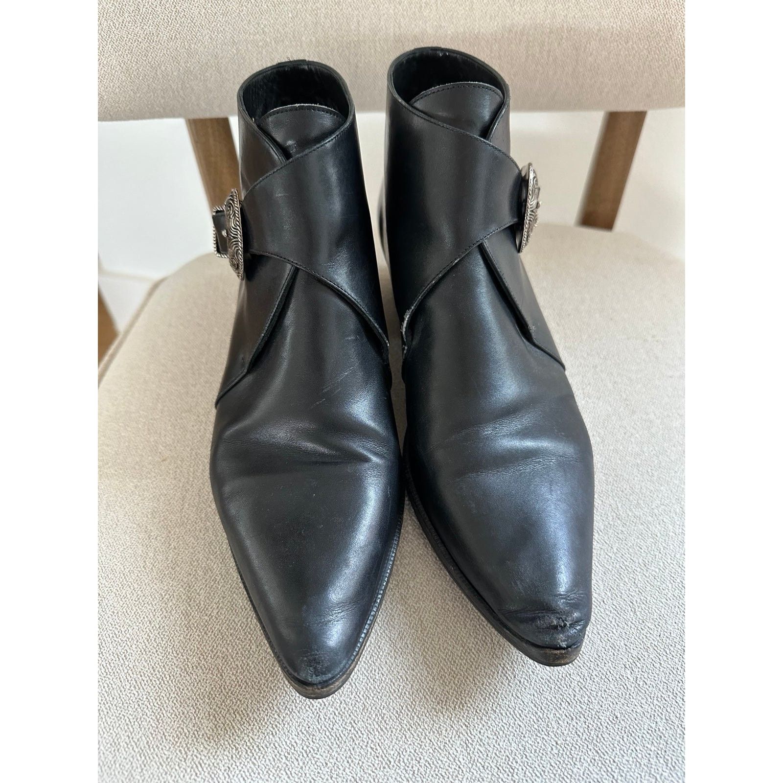 Saint Laurent Paris Saint Laurent Black Calfskin Leather Ankle Boot 41 Size US 11 / IT 41 - 10 Thumbnail
