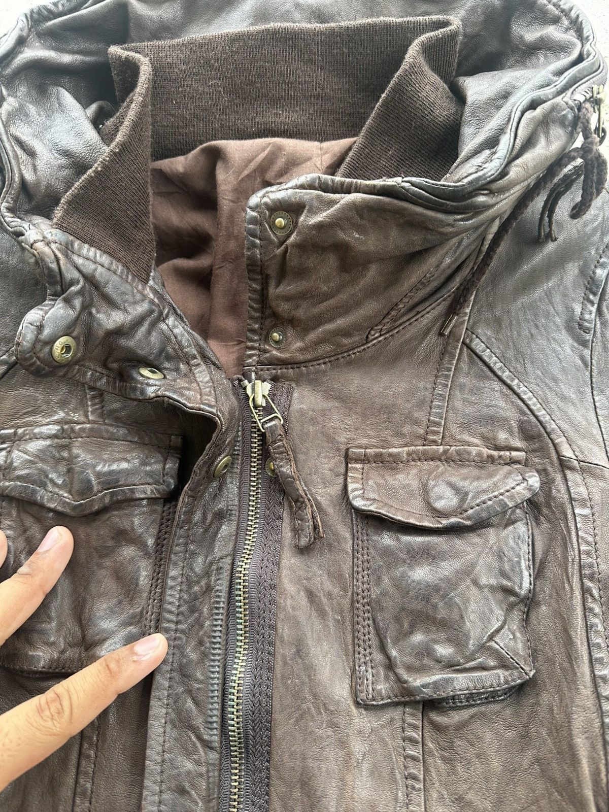 Le Grande Bleu (L.G.B.) Vintage Bono Sheepskin Leather Hooded Jacket Size US S / EU 44-46 / 1 - 6 Thumbnail
