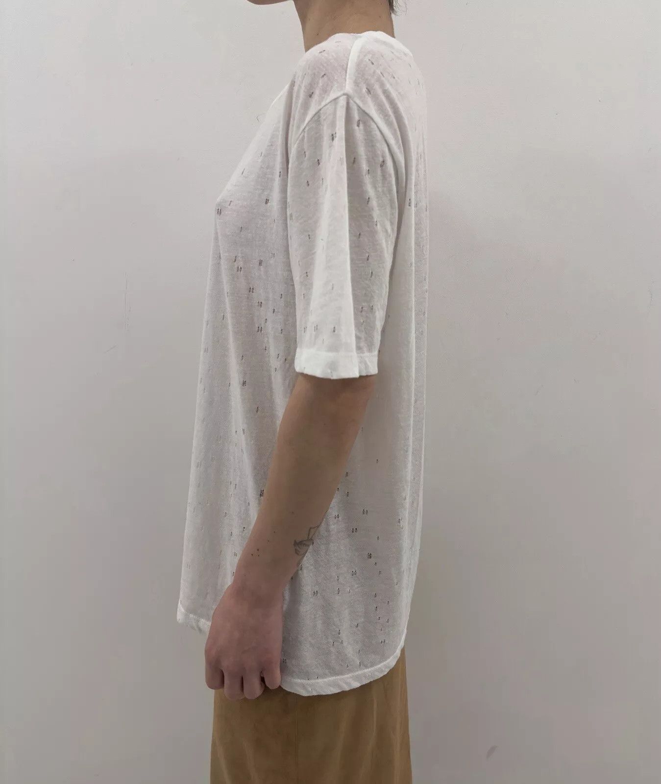 T by Alexander Wang T Alexander Wang Womens Distressed T-shirt Tee White Size M / US 6-8 / IT 42-44 - 3 Thumbnail