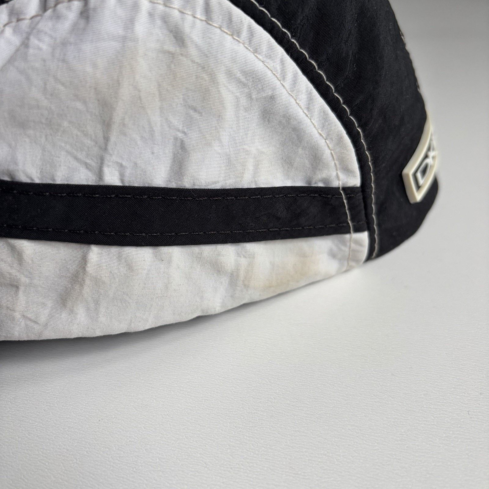 DKNY × Vintage Vintage 90s DKNY USA Pull String 5 Panel Hat Black White Size ONE SIZE - 4 Thumbnail
