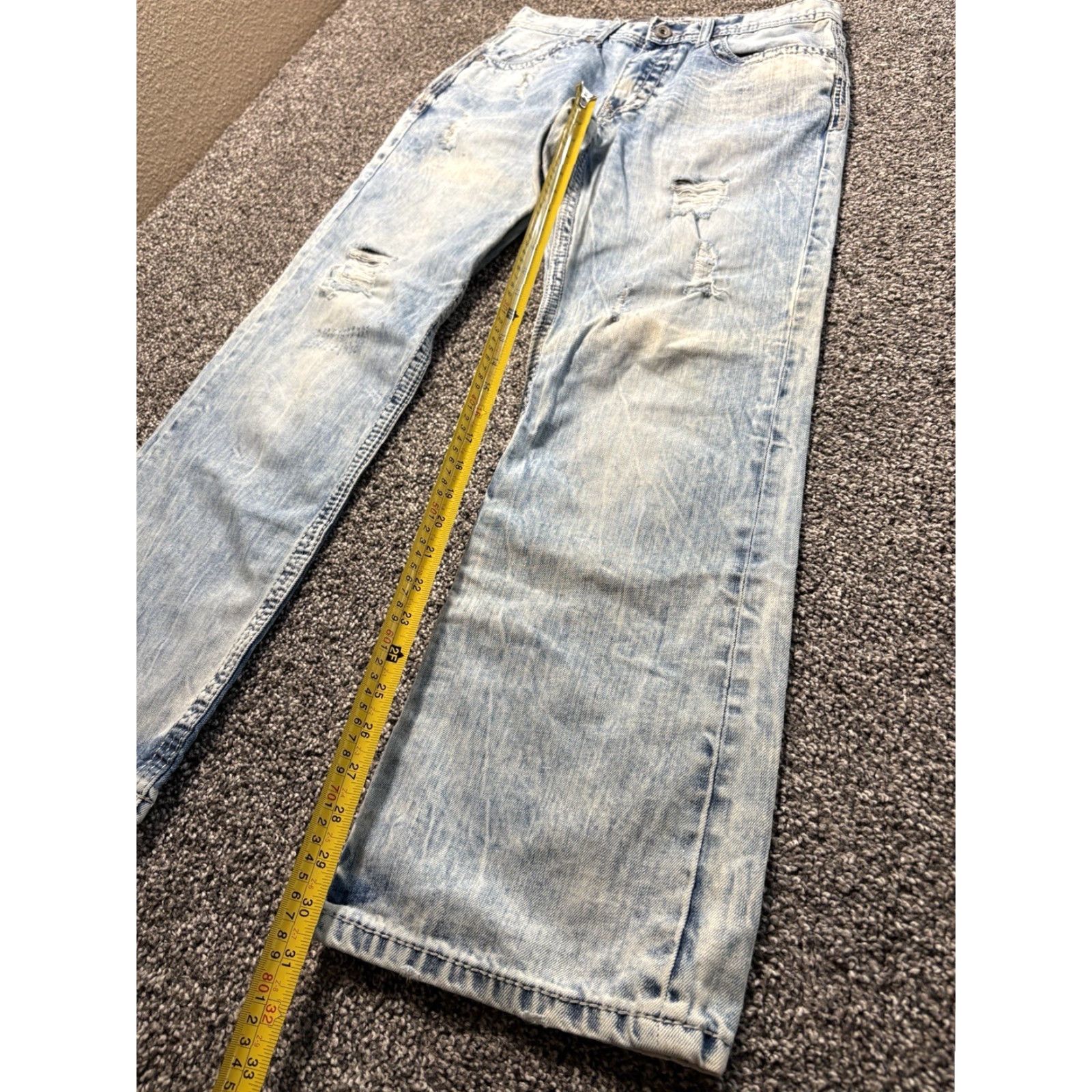 BKE VINTAGE BKE Jake Jeans Mens 31x30 Straight Light Blue Distressed Acid Wash Size US 31 - 6 Thumbnail