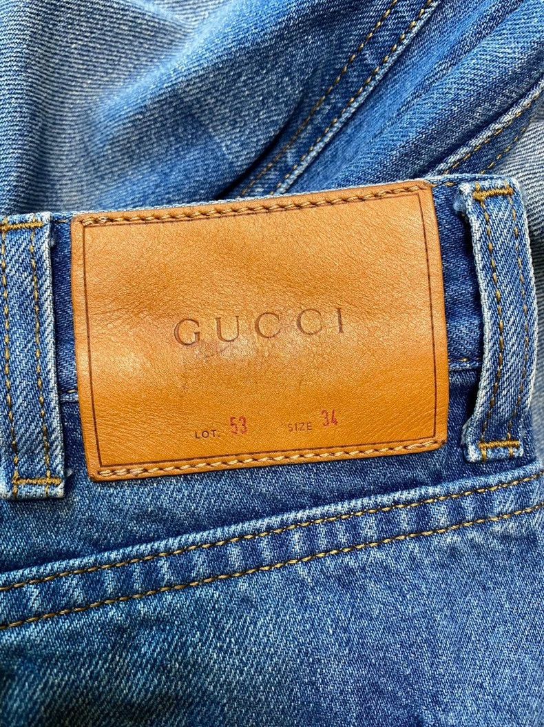 Gucci Gucci Button mid-waist tiger head embroidered straight jean Size US 34 / EU 50 - 3 Thumbnail