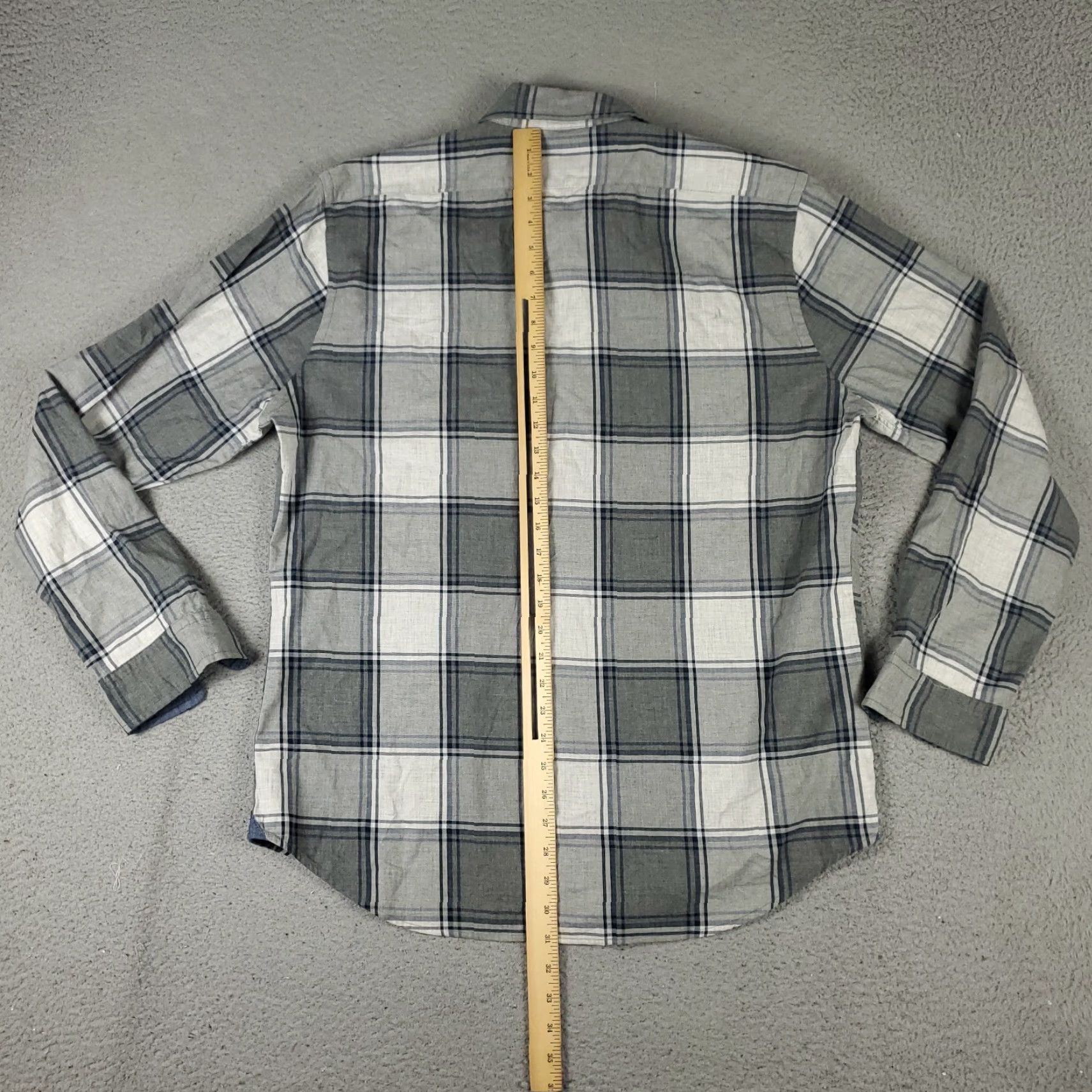 Express Express Shirt Mens XL Gray Plaid Button-Up Long Sleeve - Cotton, Woven, Regular Fit, Collared, Office/Casual, Button Front - Express Brand Mens Shirt Size US XL / EU 56 / 4 - 3 Thumbnail