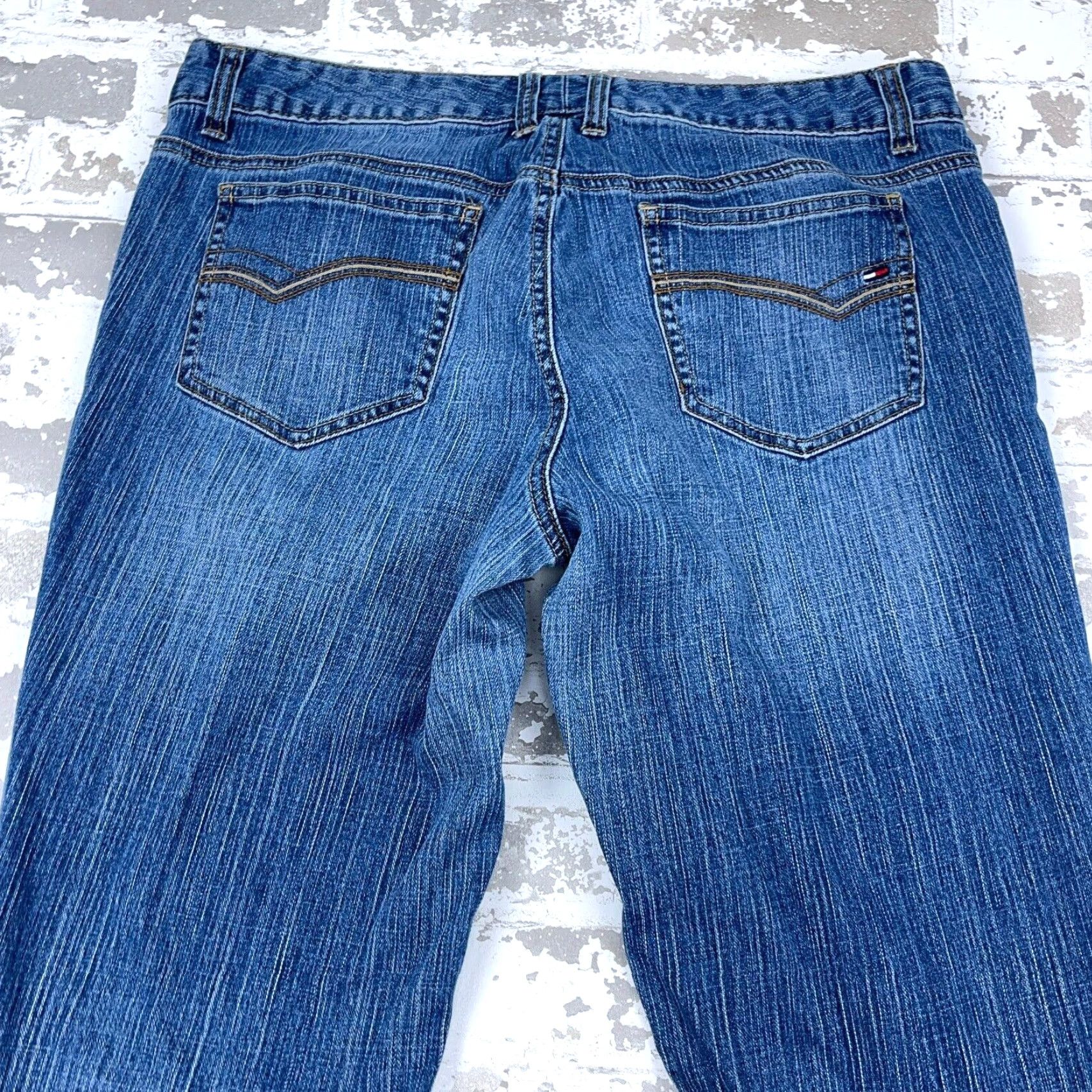 Tommy Hilfiger VINTAGE Tommy Hilfiger Jeans Women 14 Boot Cut Dark Wash Denim Pants Ladies Y2K Jeans Womens 14 Dark Blue 90s Hipster Classic Boots Cut-Blue"} Size 36" / US 14 / IT 50 - 4 Thumbnail