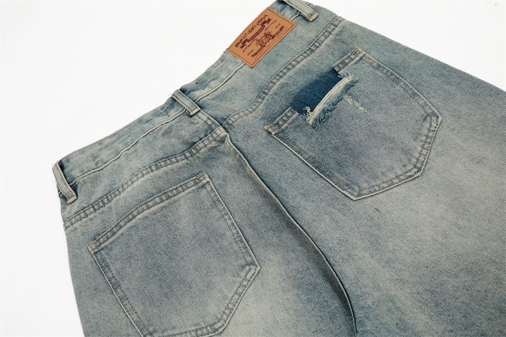 Japanese Brand Punk distressed washed denim straight pants for men Size US 32 / EU 48 - 6 Thumbnail