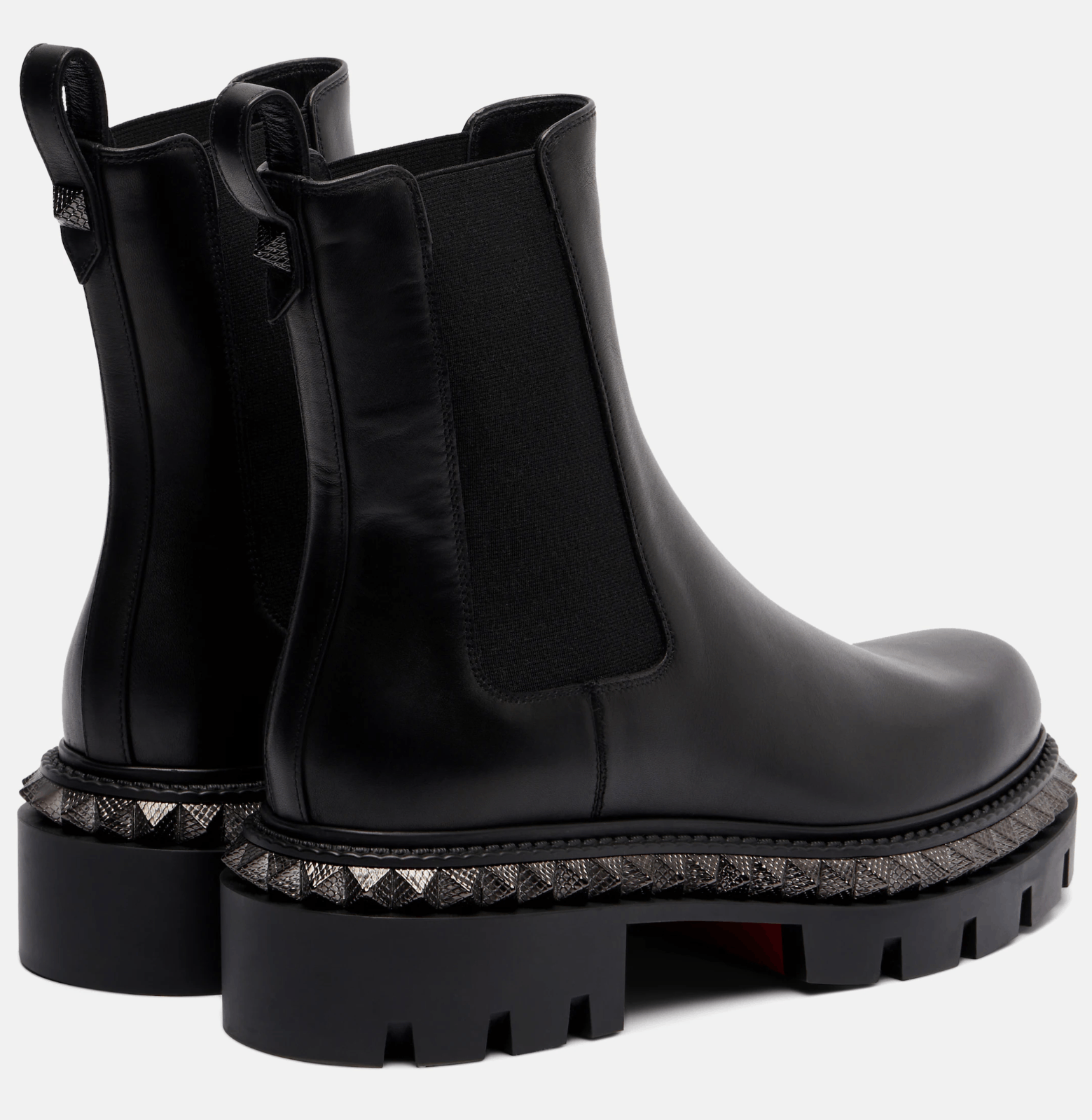 Christian Louboutin St Emilia Pyraclou Flat Black Calf Chelsea Lug Ankle Boot 37 Size US 7 / IT 37 - 19 Thumbnail