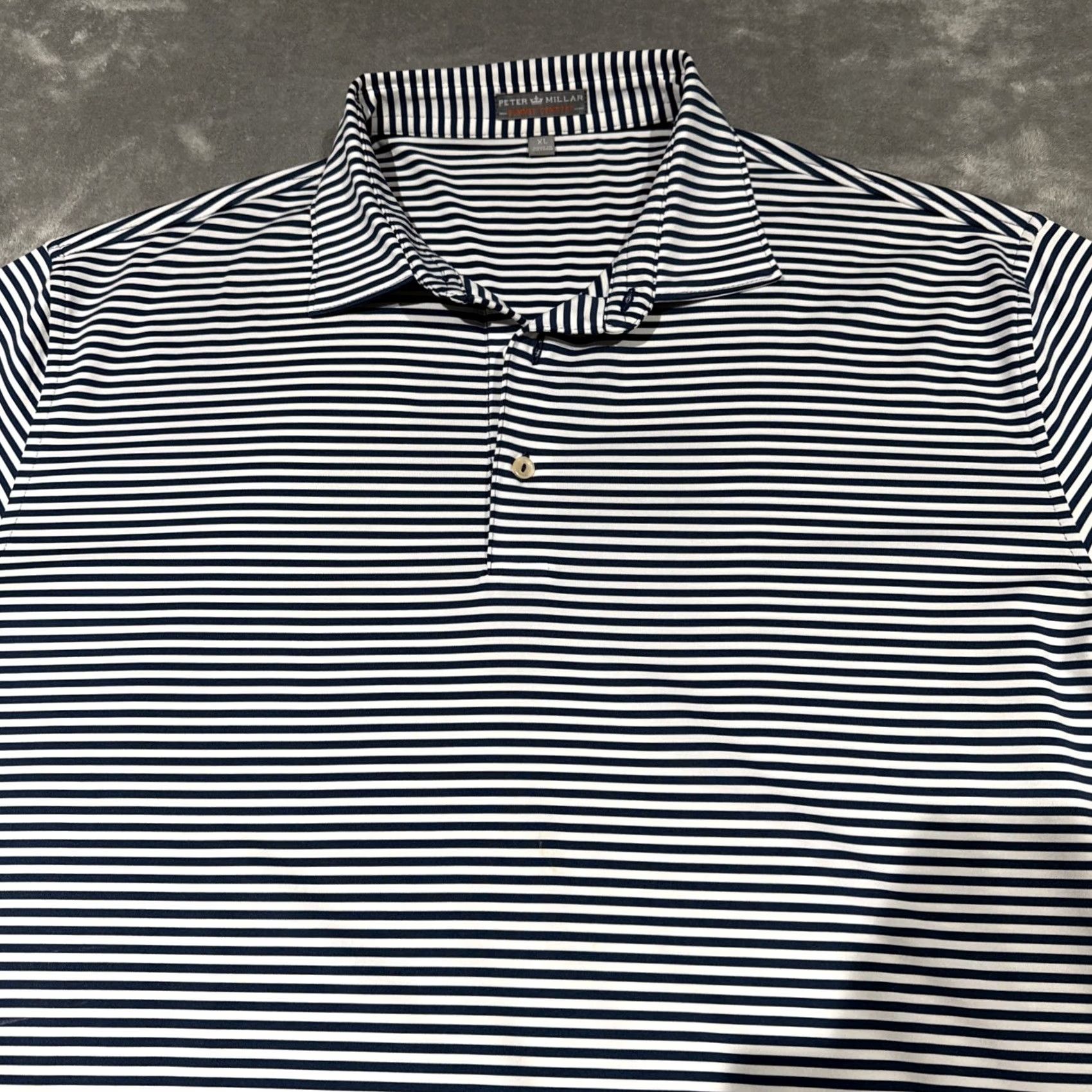 Peter Millar Peter Millar Summer Comfort Polo Shirt Mens XL Blue Stripe CBS Logo Golf Stretch Polo Shirt Size US XL / EU 56 / 4 - 2 Thumbnail