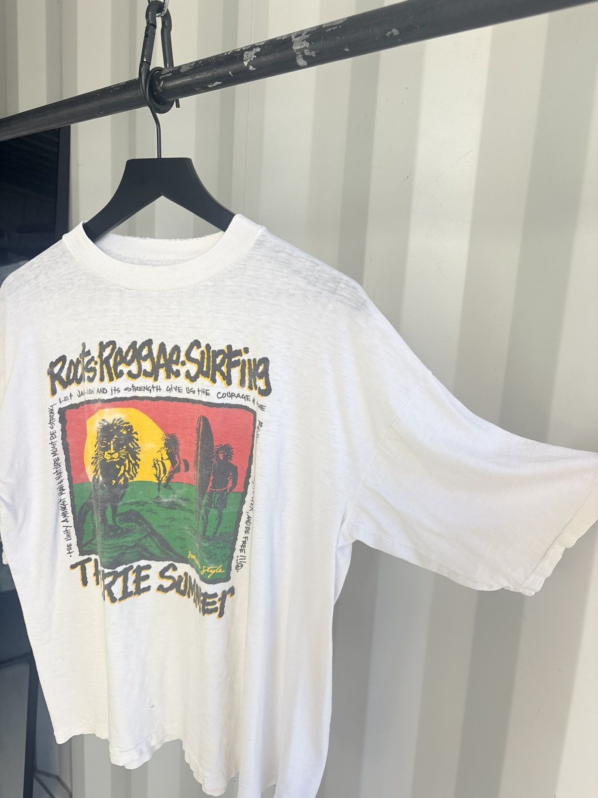 Vintage Thrashed The Irie Summer Faded Distressed Shirt GRUNGE Boxy Size US L / EU 52-54 / 3 - 2 Thumbnail