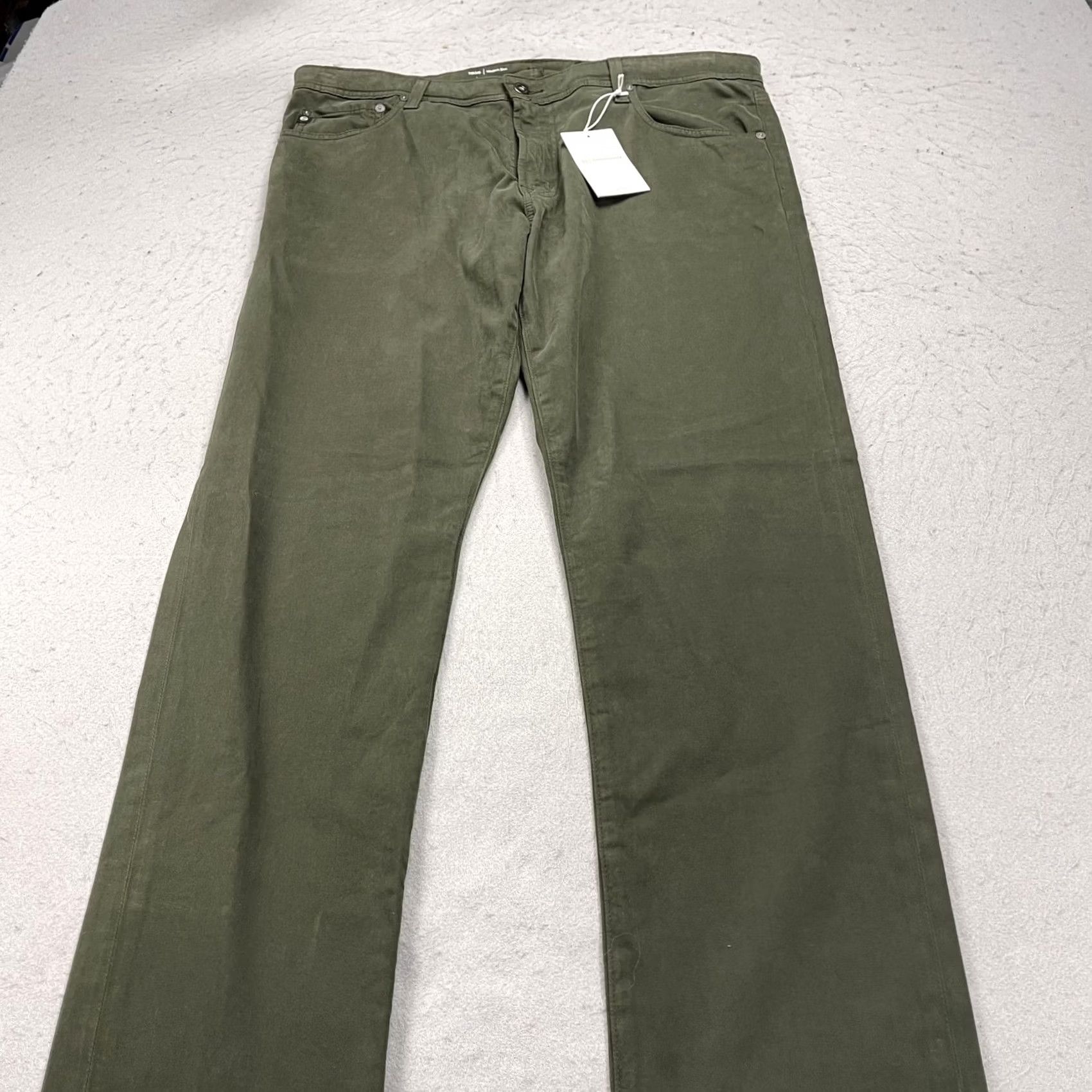 Vintage AG Adriano Goldschmied Jeans Mens 38x34 Green Tellis Modern Slim Sateen Stretch Tapered ZIP Pockets Cotton Blend Satin Logo Vintage No N/A Size US 38 / EU 54 - 3 Thumbnail