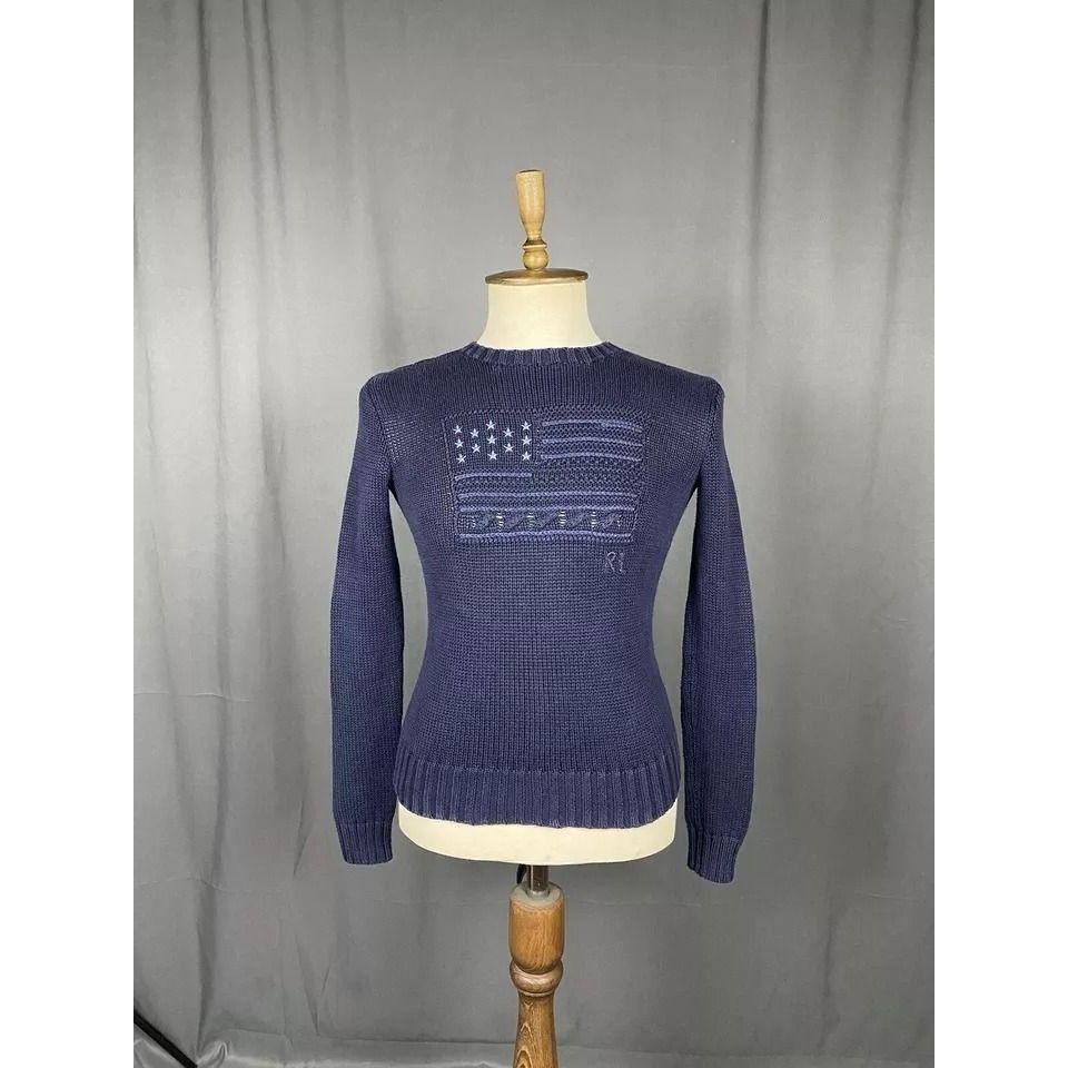 Polo Ralph Lauren Polo Ralph Lauren US Flag Heavy Knitted Men's Blue Crewneck Size US XS / EU 42 / 0 - 2 Thumbnail