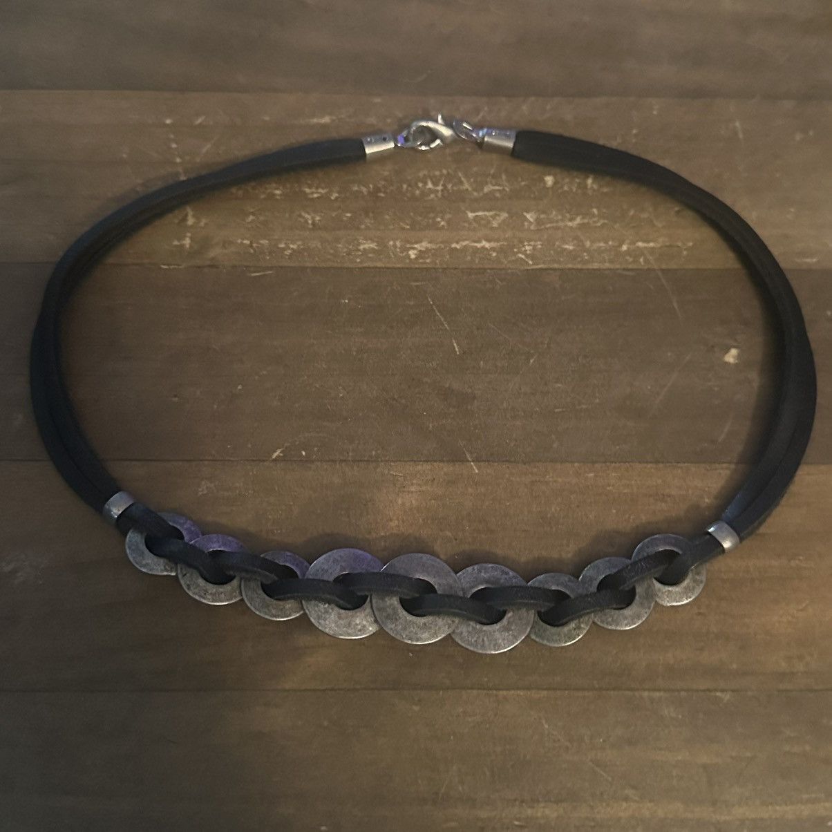 Other Leather cord silver discs necklace Size ONE SIZE - 2 Thumbnail